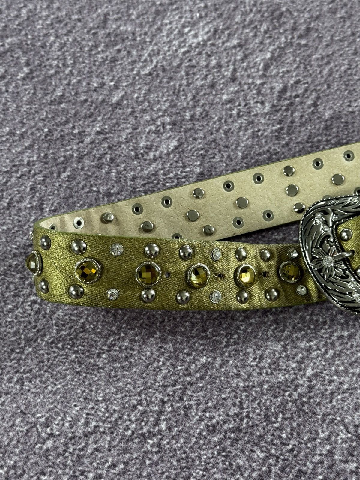 Japanese Brand Y2K Bb Simons Style Glamour Rhinestones Grunge Belt Size 30 - 4 Thumbnail