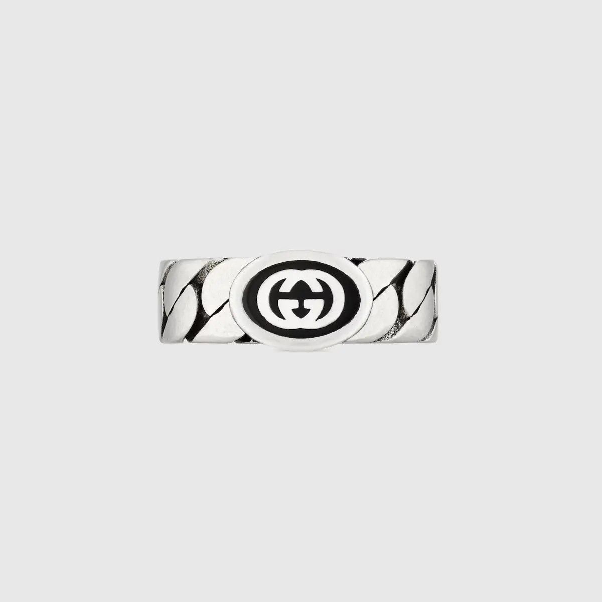 Gucci Gucci .925 Silver Link Ring Black Size ONE SIZE - 2 Thumbnail