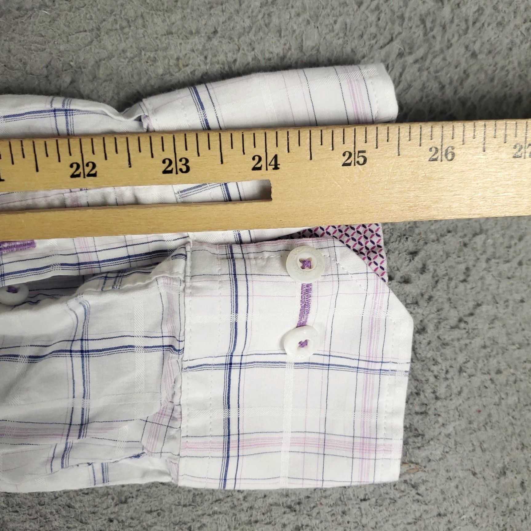 BUGATCHI BUGATCHI Uomo Button-Up Shirt Mens XL White Purple Plaid Long Sleeve Casual Business Preppy Size US XL / EU 56 / 4 - 6 Thumbnail