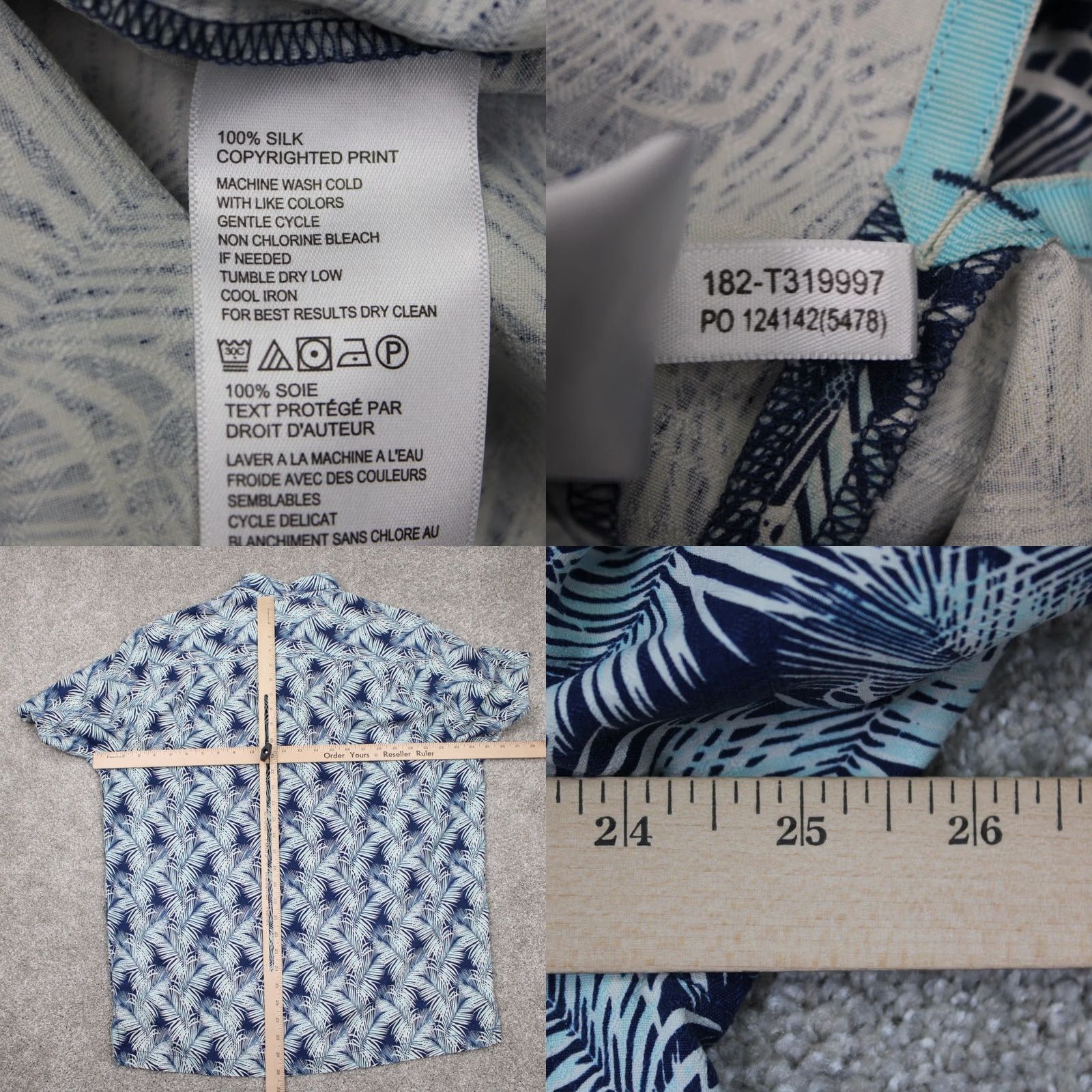 Tommy Bahama Tommy Bahama Hawaiian Shirt Mens Large Blue Floral 100% Silk Short Sleeve Button-Up Shirt Regular Fit Women/Womens? Size US L / EU 52-54 / 3 - 8 Thumbnail