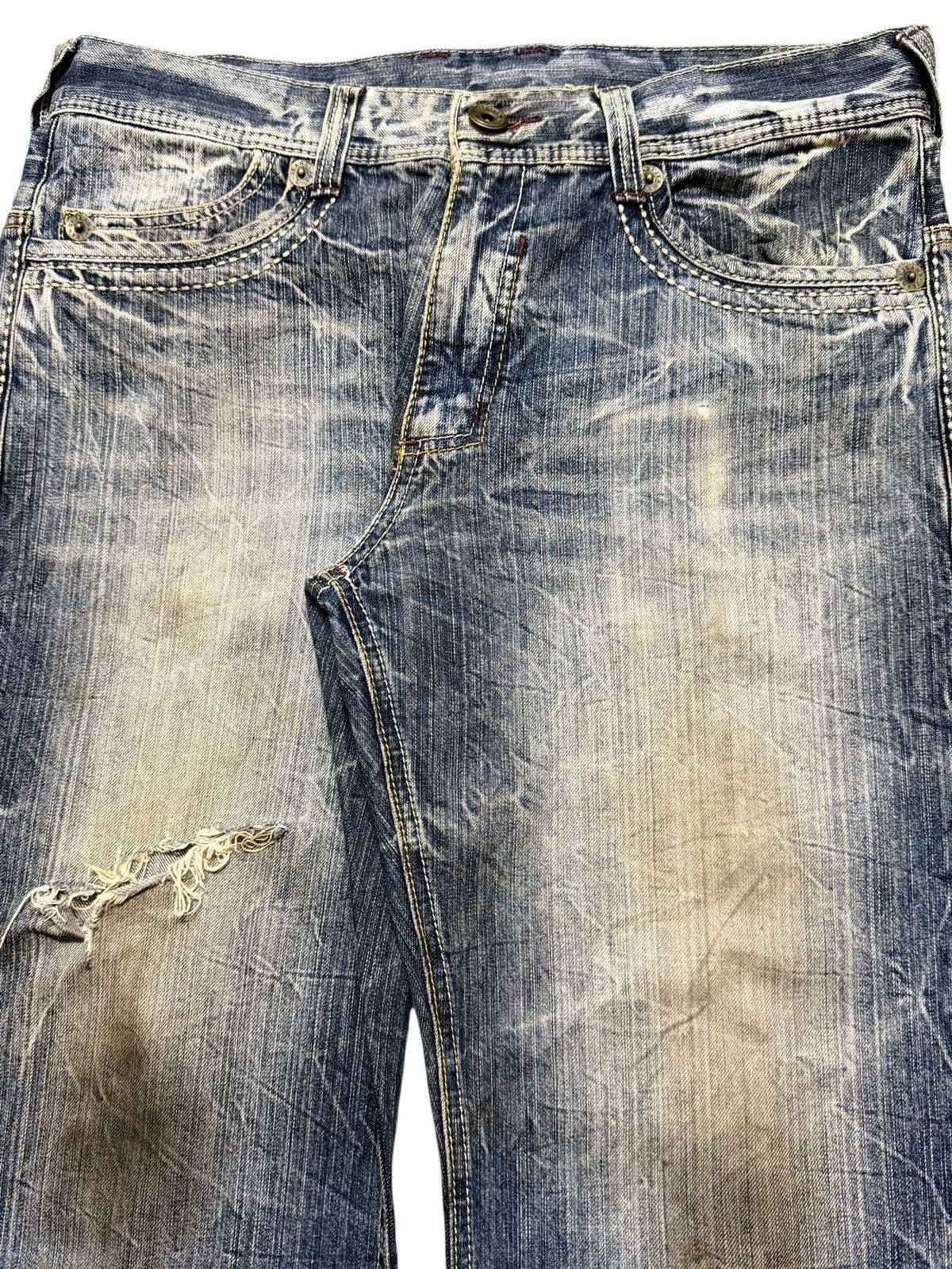 14th Addiction Vintage Japanese Brand Mud Wash Faded Thunder Distress Baggy Size US 34 / EU 50 - 4 Thumbnail