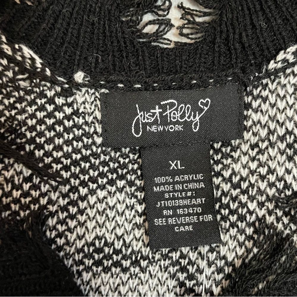 Other NWT New Just Polly Heart Print Distressed Black White Sweat Size XL / US 12-14 / IT 48-50 - 7 Thumbnail