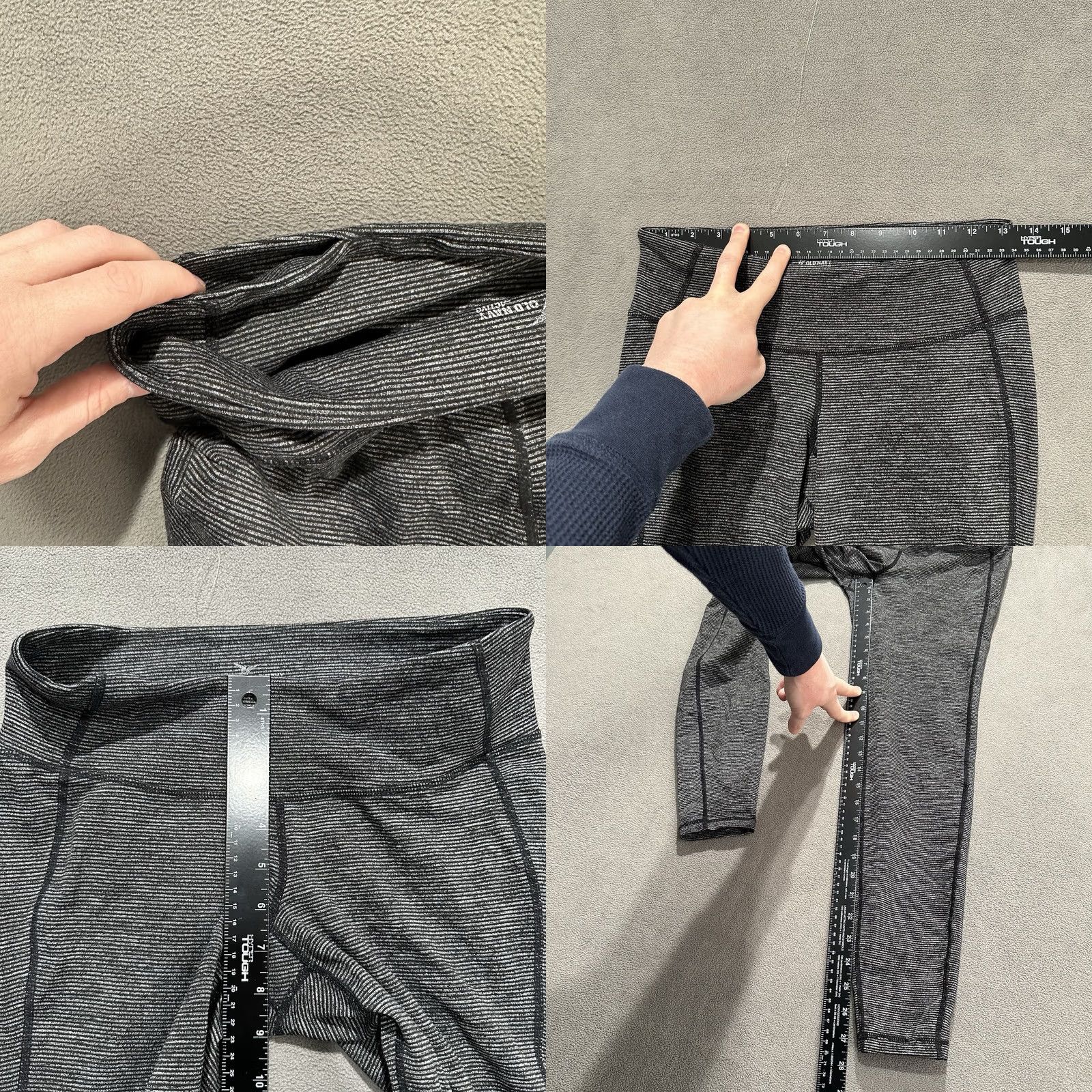 Old Navy Old Navy Leggings Womens Medium Gray Black Striped Go-Dry Stretch GUC Size 32" / US 10 / IT 46 - 8 Thumbnail