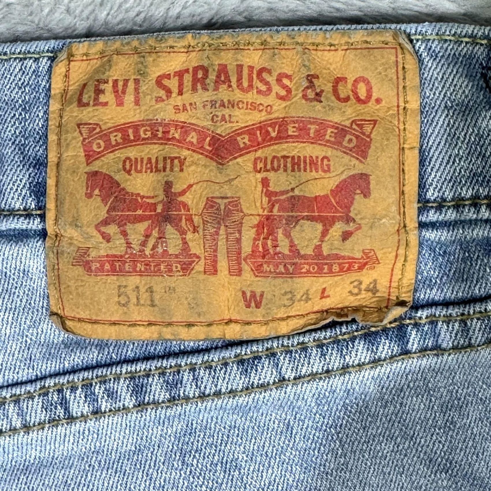 Levi's VINTAGE Levis 511 Jeans Mens 34x34 Light Blue Slim Fit Stretch Denim Light Wash Zip Fly Size US 34 / EU 50 - 4 Thumbnail