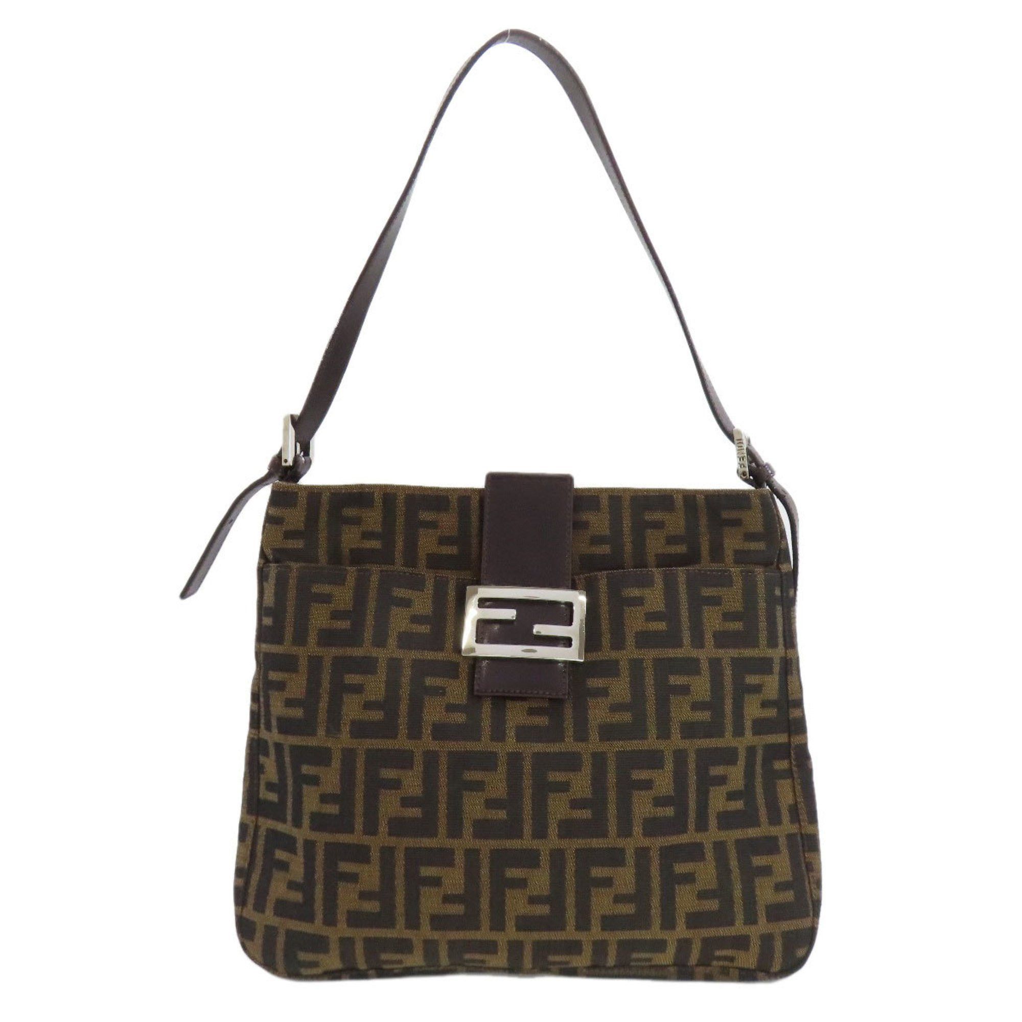 Fendi Zucca Pattern Shoulder Bag Canvas For Women in Brown