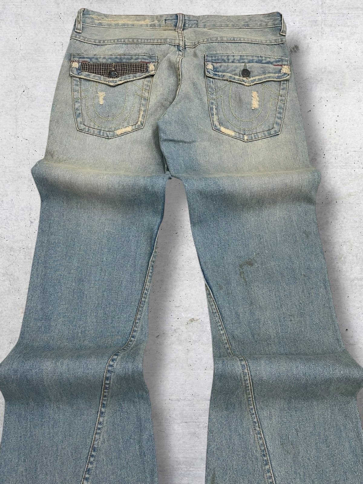 Tornado Mart VINTAGE FANCY CRAFTED JAPAN DESIGNER 90S RIPPED DENIM FLARED Size US 32 / EU 48 - 14 Thumbnail