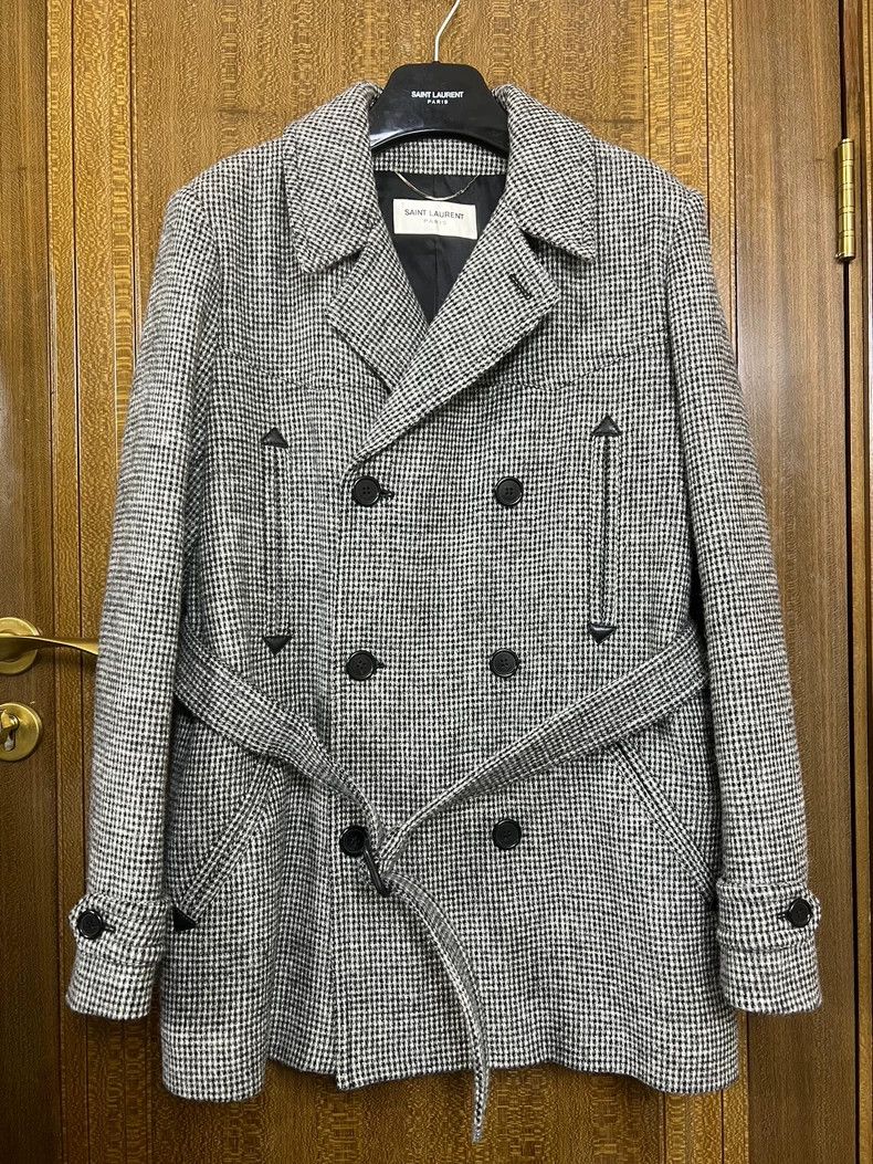 Yves Saint Laurent Saint Laurent 14fw double-breasted houndstooth coat 2502-Ne Size US L / EU 52-54 / 3 - 1 Thumbnail