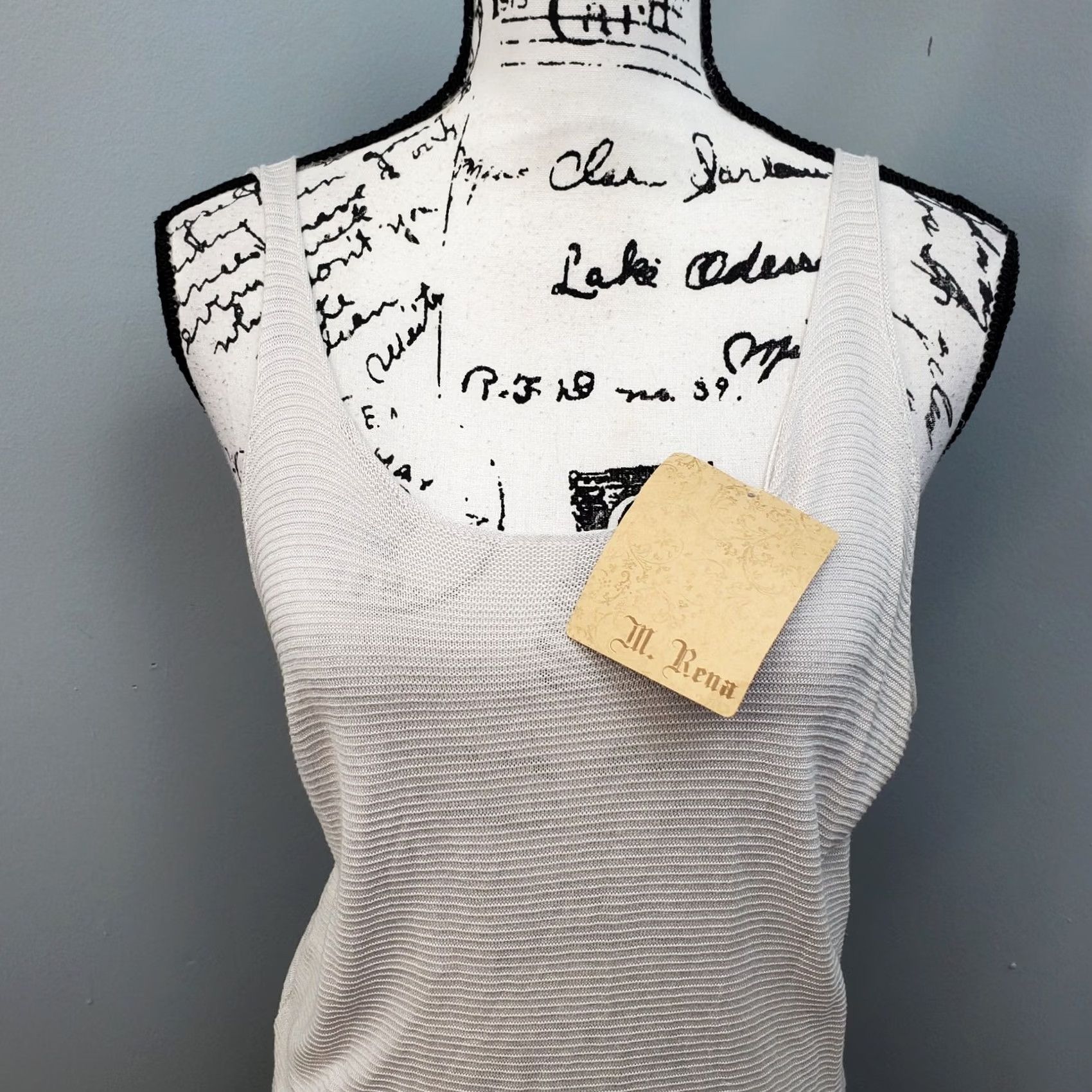 Vintage M. Rena Bella U Knit Maxi Dress Womens Size M Gray Sleeveless Scoop Neck Side Slit Size M / US 6-8 / IT 42-44 - 3 Thumbnail