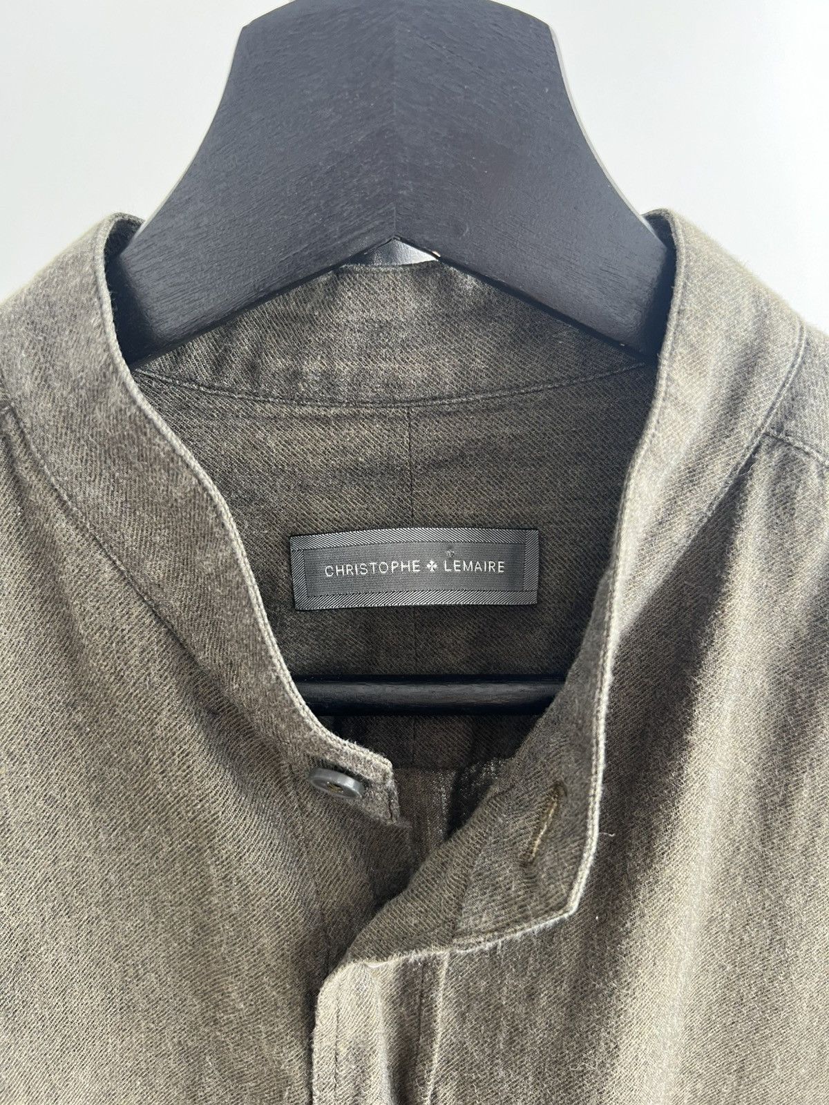Christophe Lemaire Olive Mandarin Collar Button-Up Size US L / EU 52-54 / 3 - 3 Thumbnail