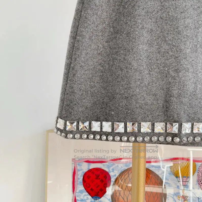 Miu Miu Miu Miu Gray Wool A-Line Skirt for Women . Size 41" - 3 Thumbnail