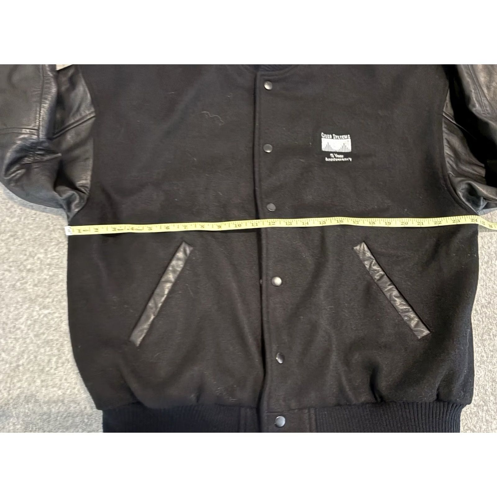 Vintage Cisco Systems 5 Year Anniversary Black Wool Leather Varsity Bomber Jacket L Men Size US L / EU 52-54 / 3 - 6 Thumbnail