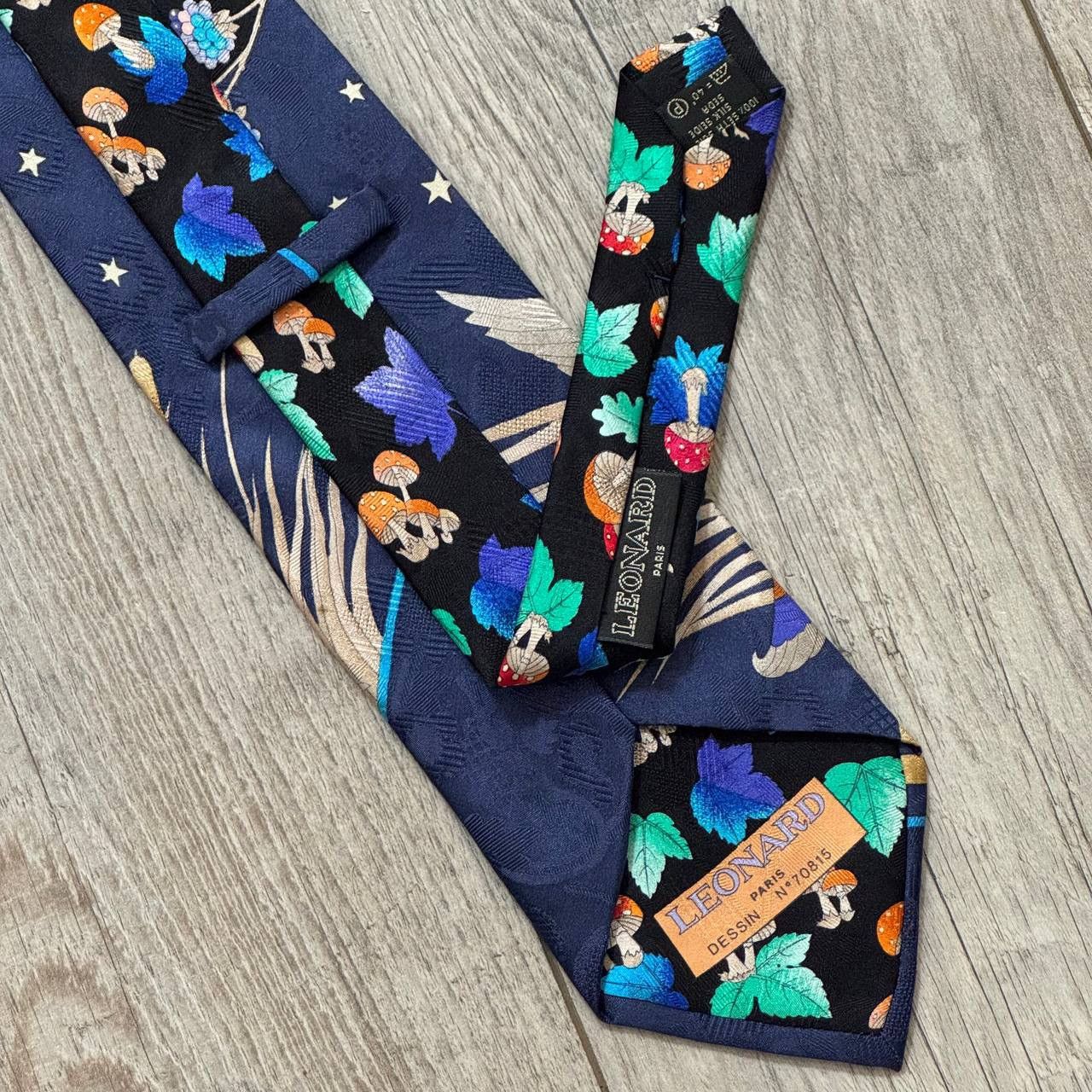 Leonard Paris Leonard Paris Goose and Mushrooms Pattern Silk Tie Size ONE SIZE - 6 Thumbnail