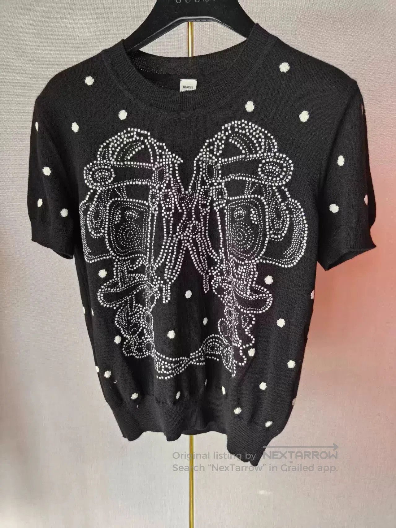 Hermes hermès black short sleeve top with dots. Size US M / EU 48-50 / 2 - 1 Thumbnail