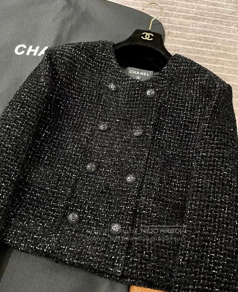 Chanel Chanel 22B black shiny velvet woven tweed jacket Size XXS / US 00 / IT 34 - 2 Thumbnail