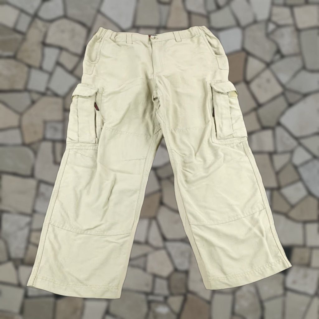 Rails VINTAGE Rail Riders Pants Mens Large Khaki Cargo Wide-Leg Outdoor Utility 26in Inseam Beige Navy Brand Mens Size US 32 / EU 48 - 1 Thumbnail