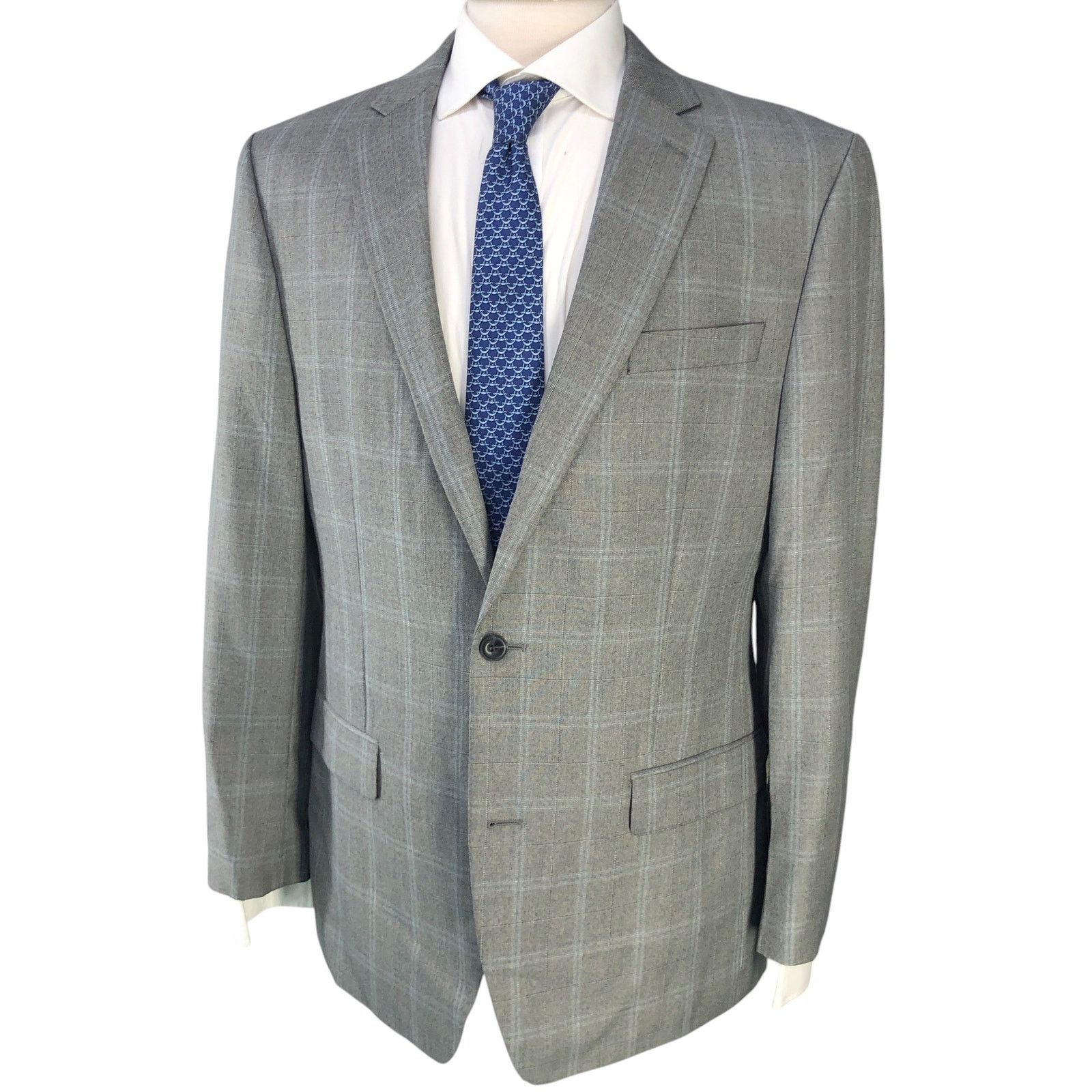 Michael Kors Michael Kors 42L Sport Coat Jacket Blazer Gray Windowpane Size 42L - 1 Thumbnail