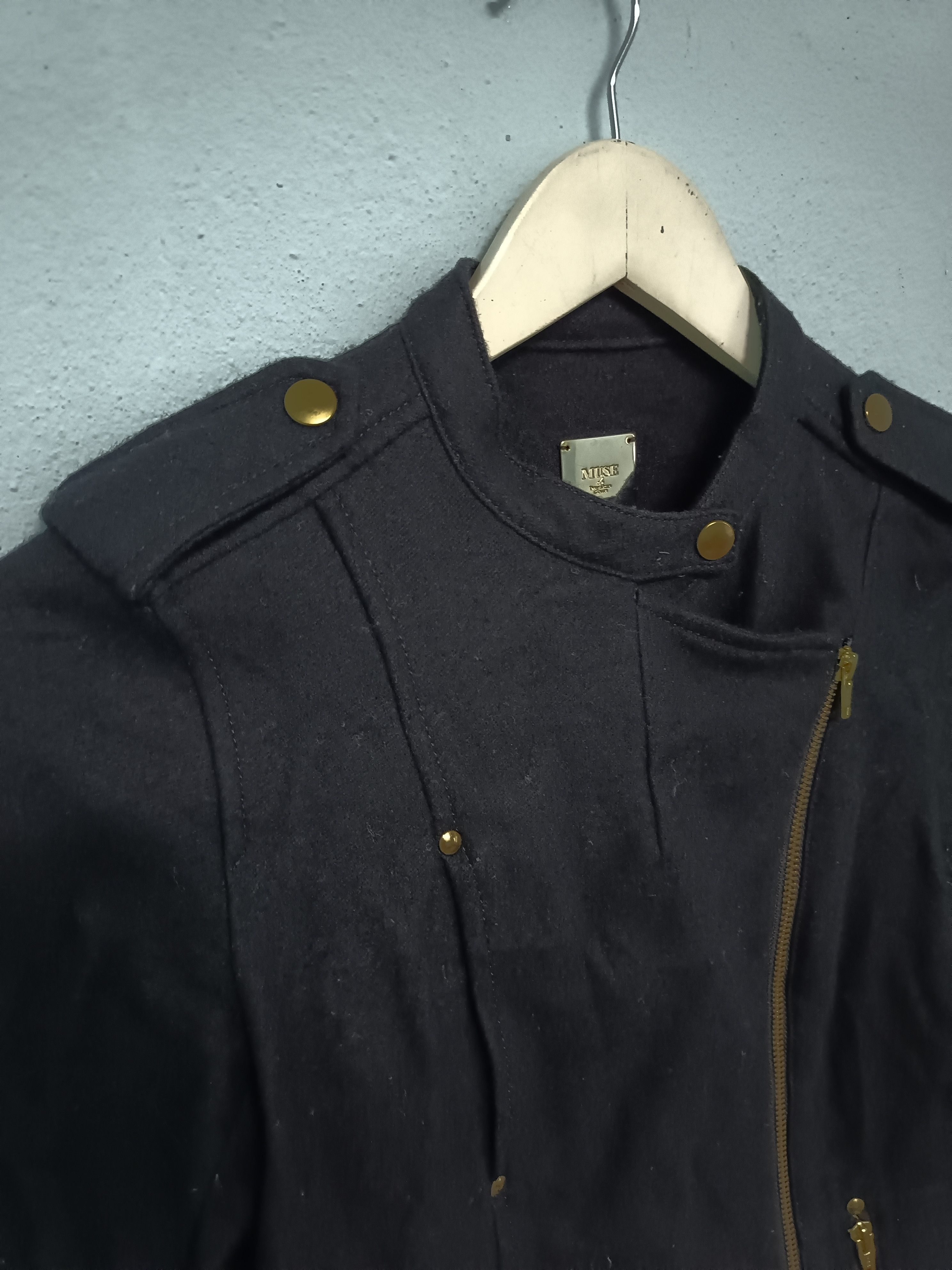 Designer × Japanese Brand Muse Asymmetric Zip Wool Blend Black Jacket Size S / US 4 / IT 40 - 8 Thumbnail