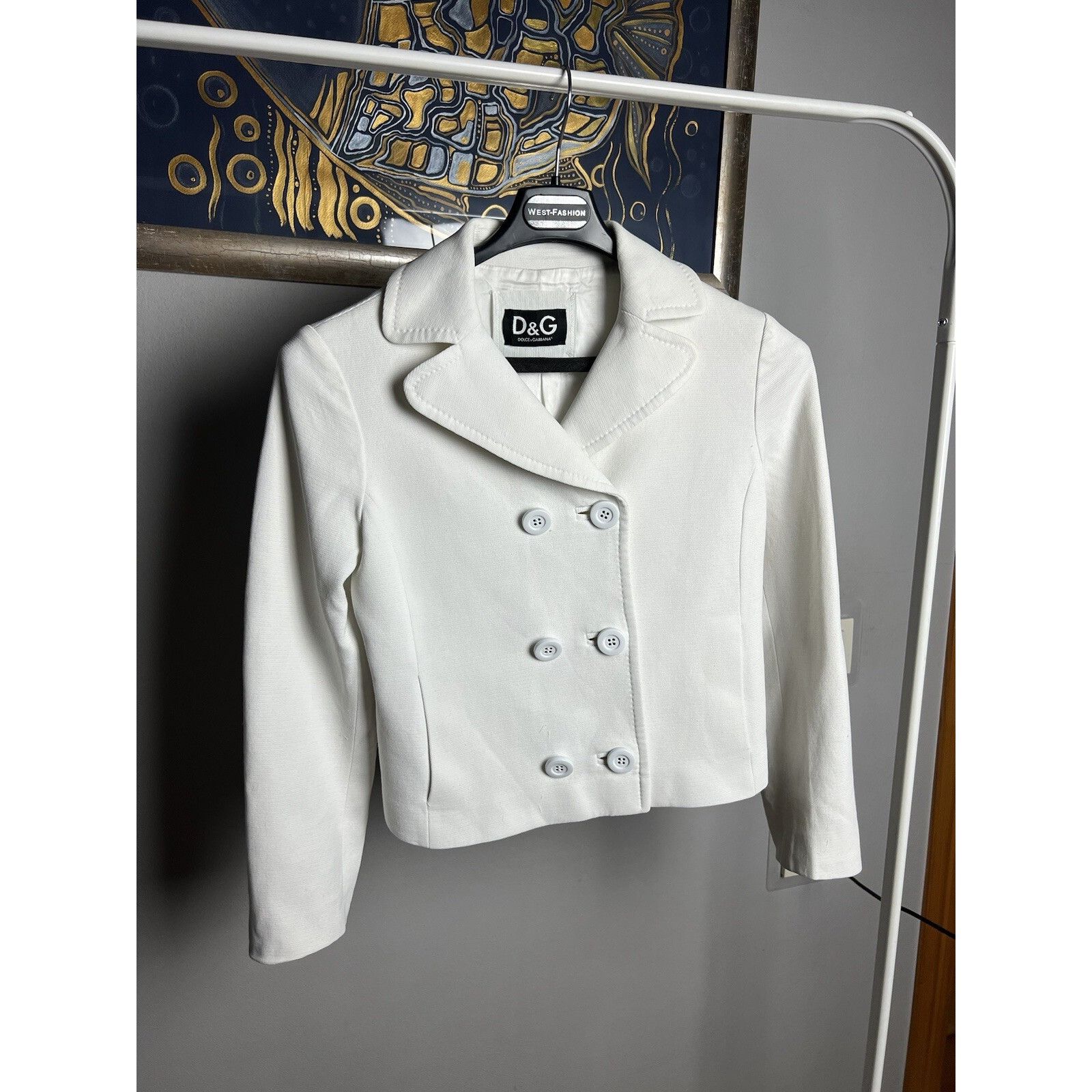 Dolce & Gabbana Dolce&Gabbana White Double Breasted Cropped Pea Coat Jacket Size M / US 6-8 / IT 42-44 - 2 Thumbnail