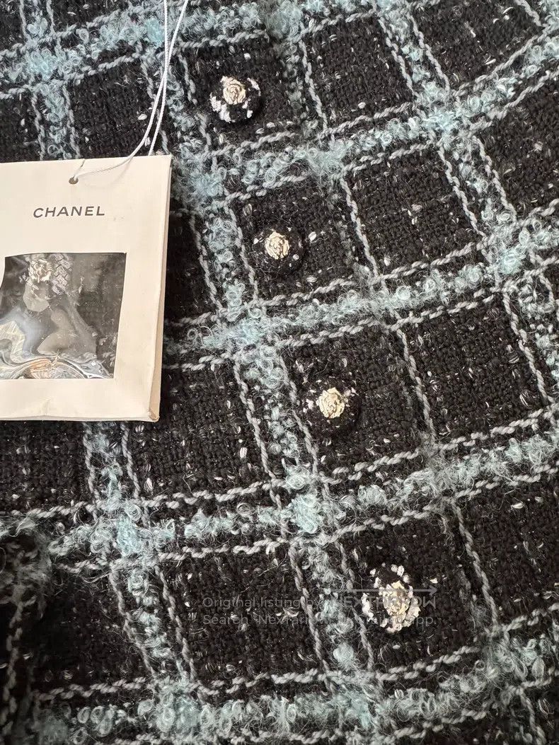Chanel Chanel Blue and black plaid tweed coat Size XXS / US 00 / IT 34 - 4 Thumbnail