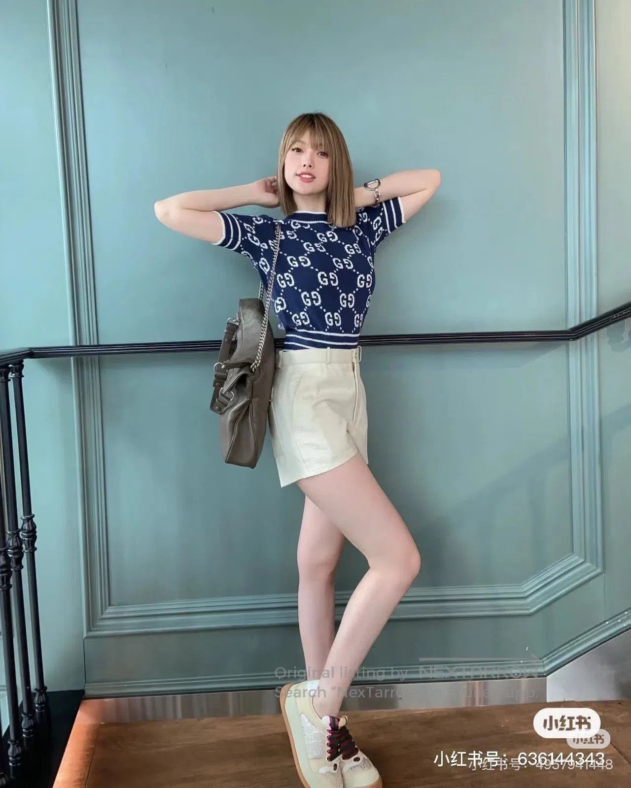Gucci Gucci Blue Logo Crew Neck Knit Top. Size S / US 4 / IT 40 - 6 Thumbnail