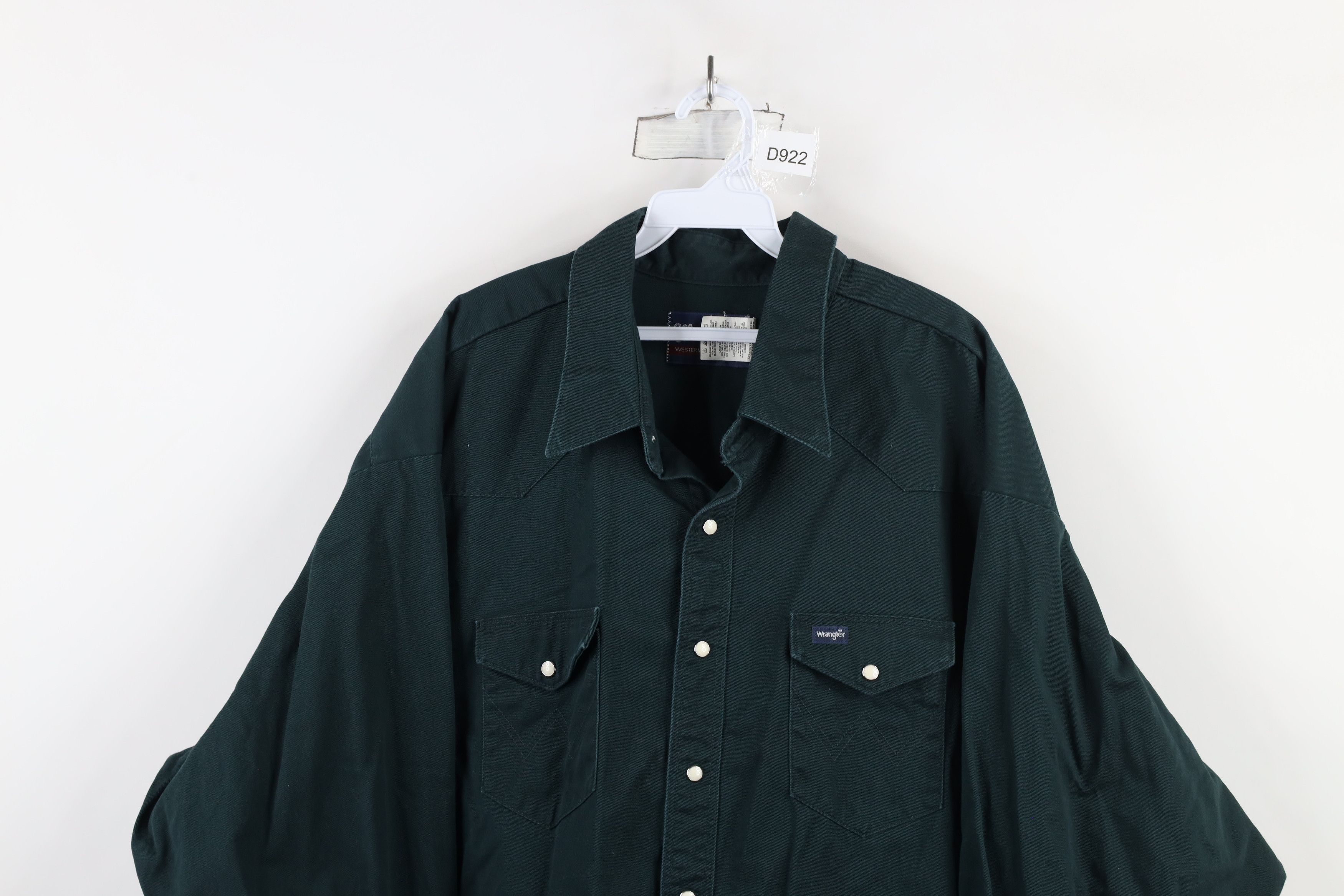 Vintage × Wrangler Vintage 90s Wrangler Cowboy Snap Button Shirt Dark Green Size US XXL / EU 58 / 5 - 2 Thumbnail