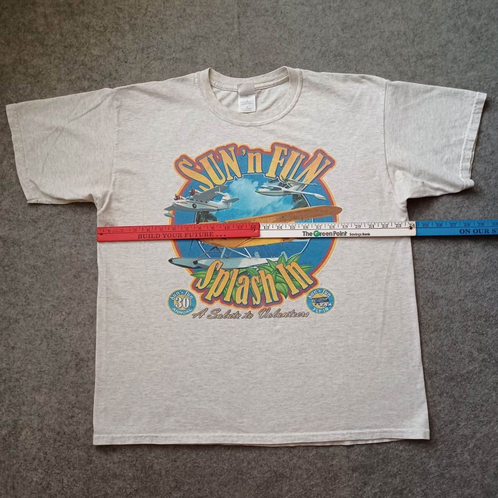 Gildan Gildan Ultra Cotton Sun N Fun Splash In T Shirt Mens XL Gray 30th Annual Salute to Volunteers Size US XL / EU 56 / 4 - 4 Thumbnail