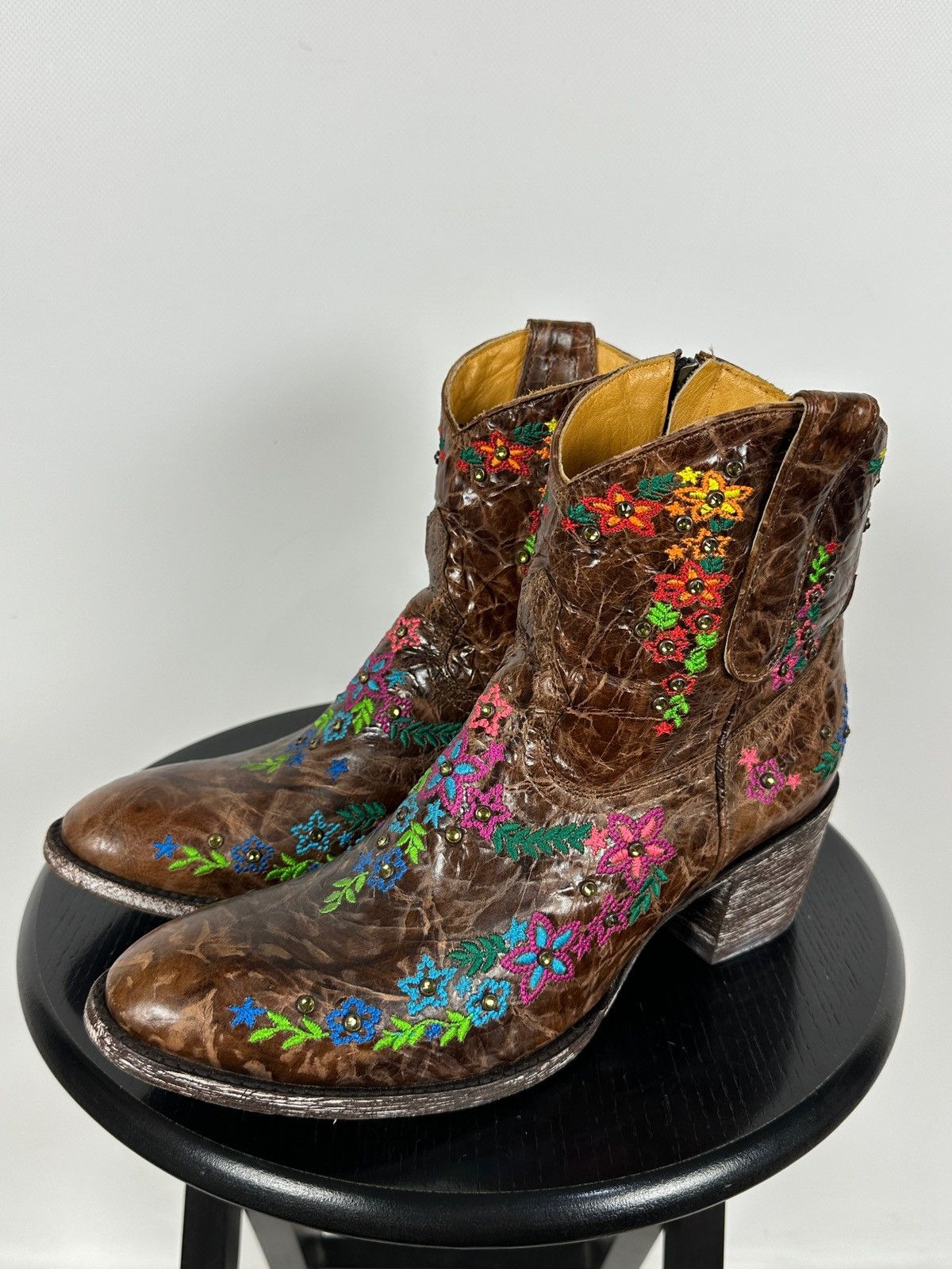 Old Gringo Mexicana Old Gringo Sora Leather Cowboy Floral Ankle Boots Size US 9.5 / IT 39.5 - 2 Thumbnail