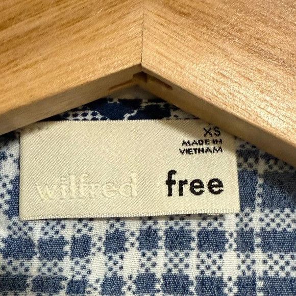 Aritzia Wilfred Free Navy White Plaid Wrap Tie Blouse XS Size XS / US 0-2 / IT 36-38 - 7 Thumbnail