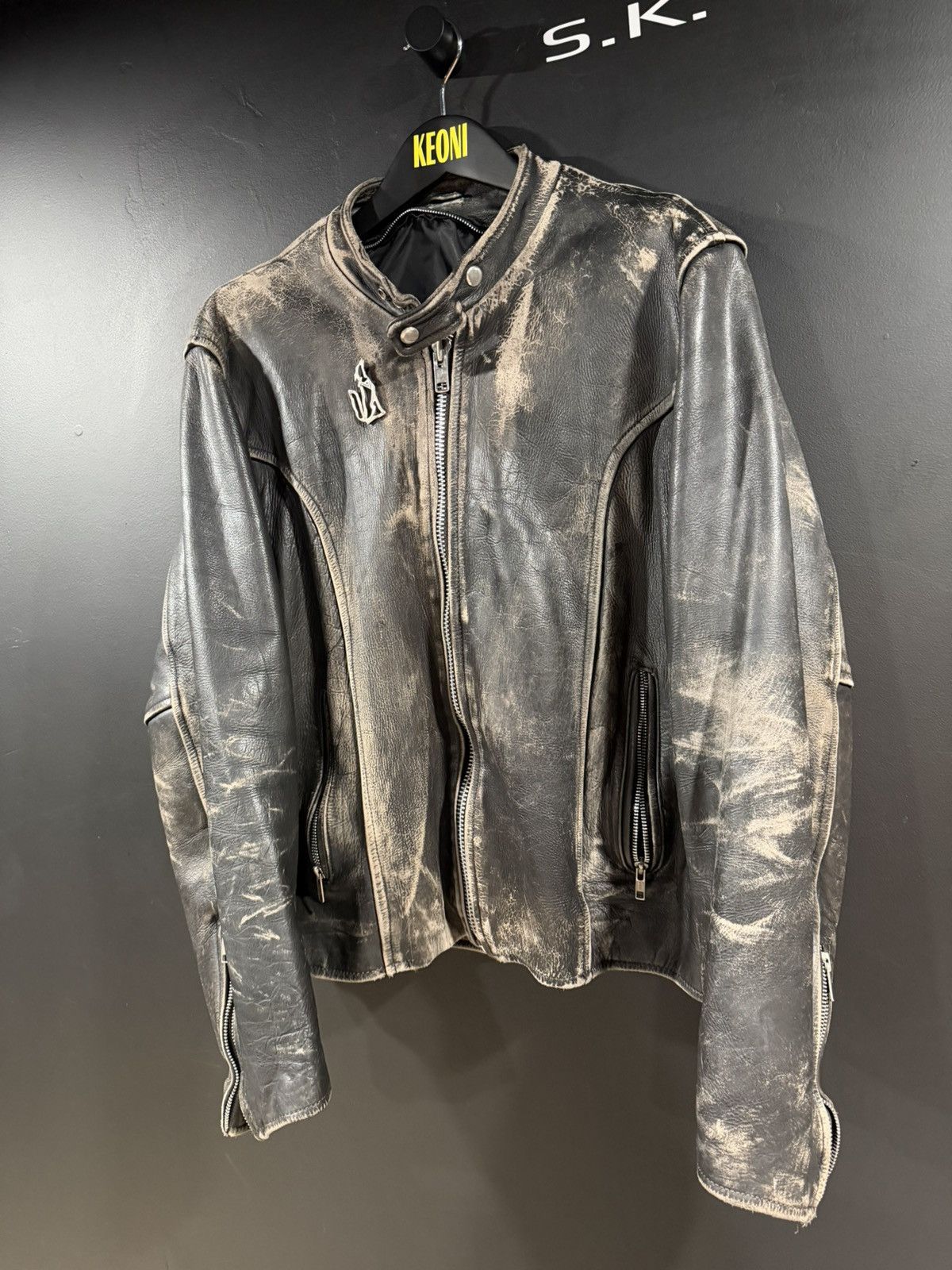 Vintage 1980s Vintage Cafe Racer Faded Leather Motorcycle Jacket XL Size US XL / EU 56 / 4 - 6 Thumbnail