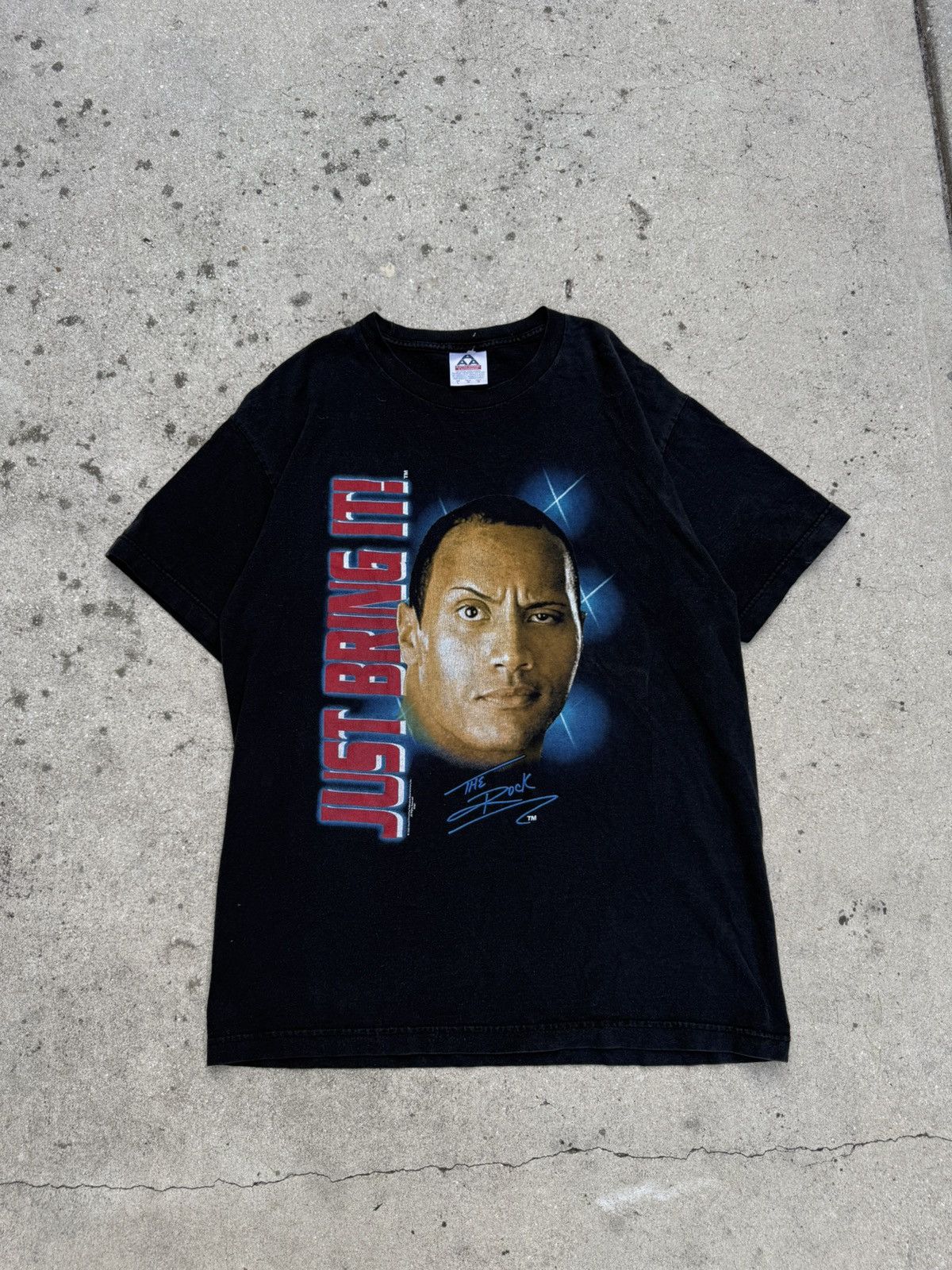 AAA Rare Vintage 2002 WWF The Rock T shirt Just Bring It! Sz M Size US M / EU 48-50 / 2 - 1 Thumbnail