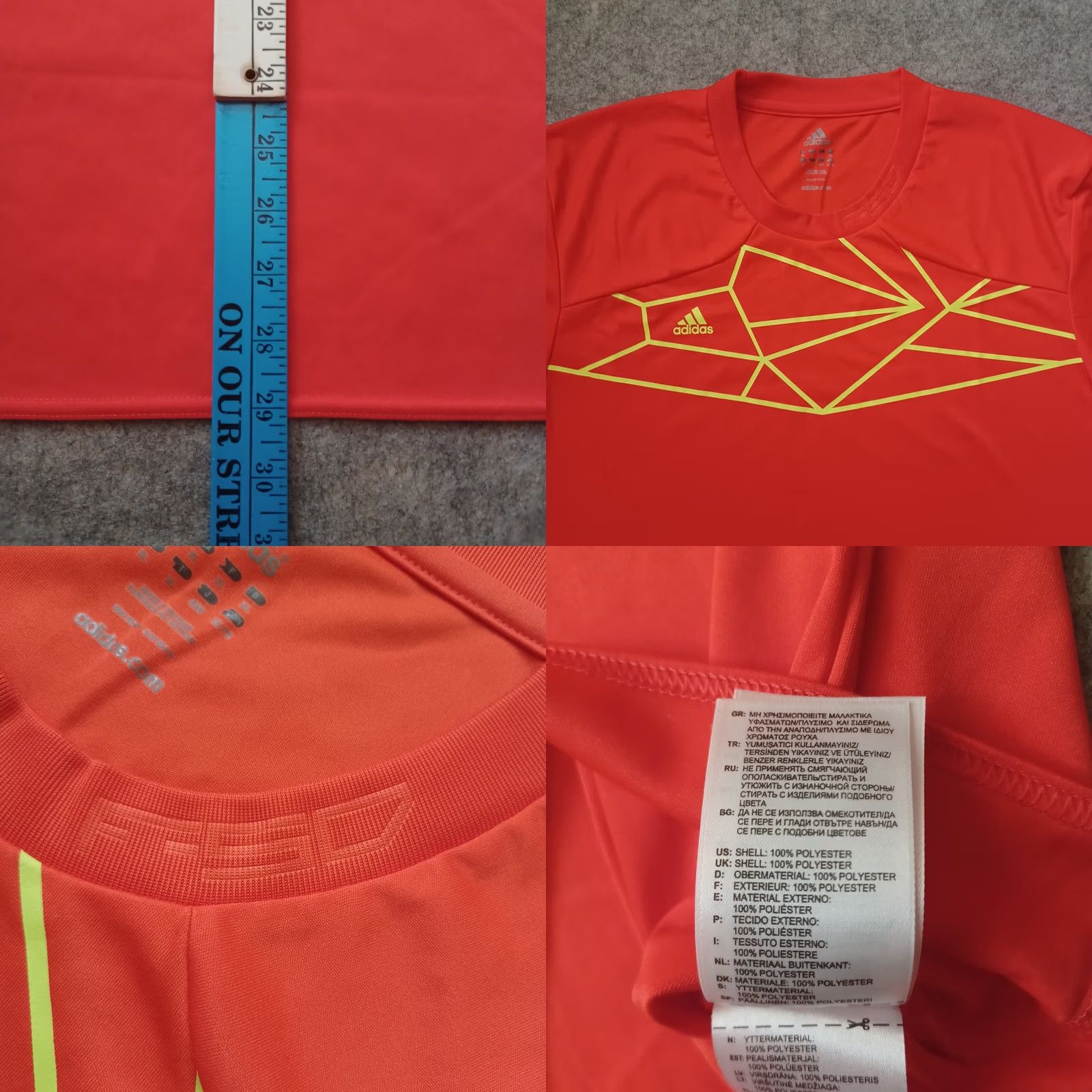 Adidas Adidas Mens Shirt XL Orange Yellow Neon Graphic Logo Short Sleeve T-Shirt Mens Size US XL / EU 56 / 4 - 8 Thumbnail