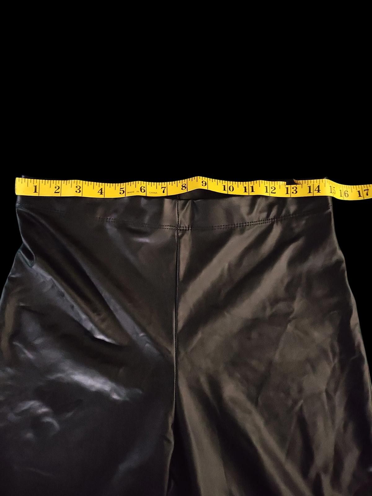 Fashion Nova Fashion Nova Black Faux Leather Flared Pants/Side Tie Detail Size 40" / US 18 - 7 Thumbnail