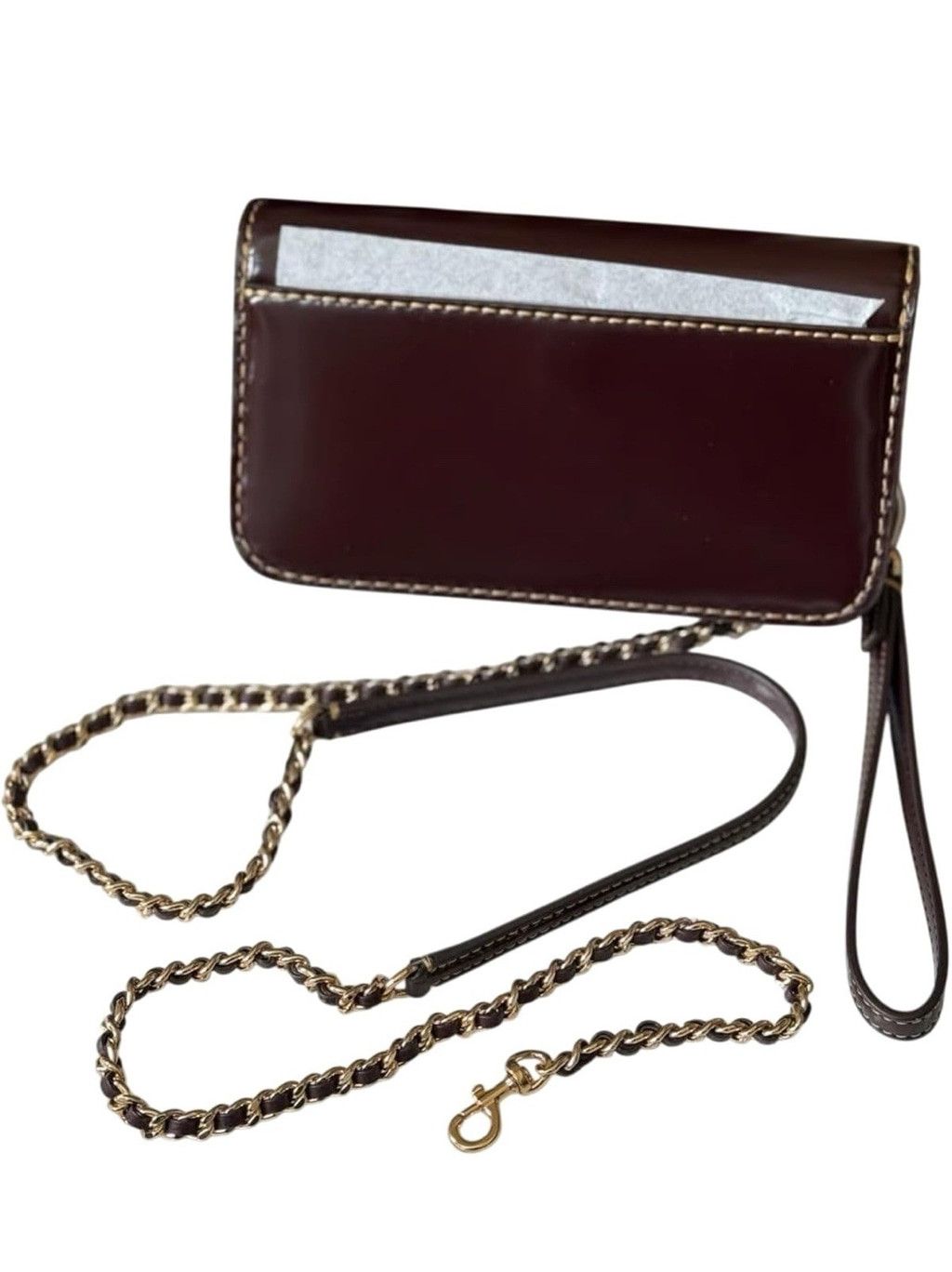Tory Burch TORY BURCH BRITTEN PATENT CHAIN WALLET W. WRISTLET Size ONE SIZE - 3 Thumbnail