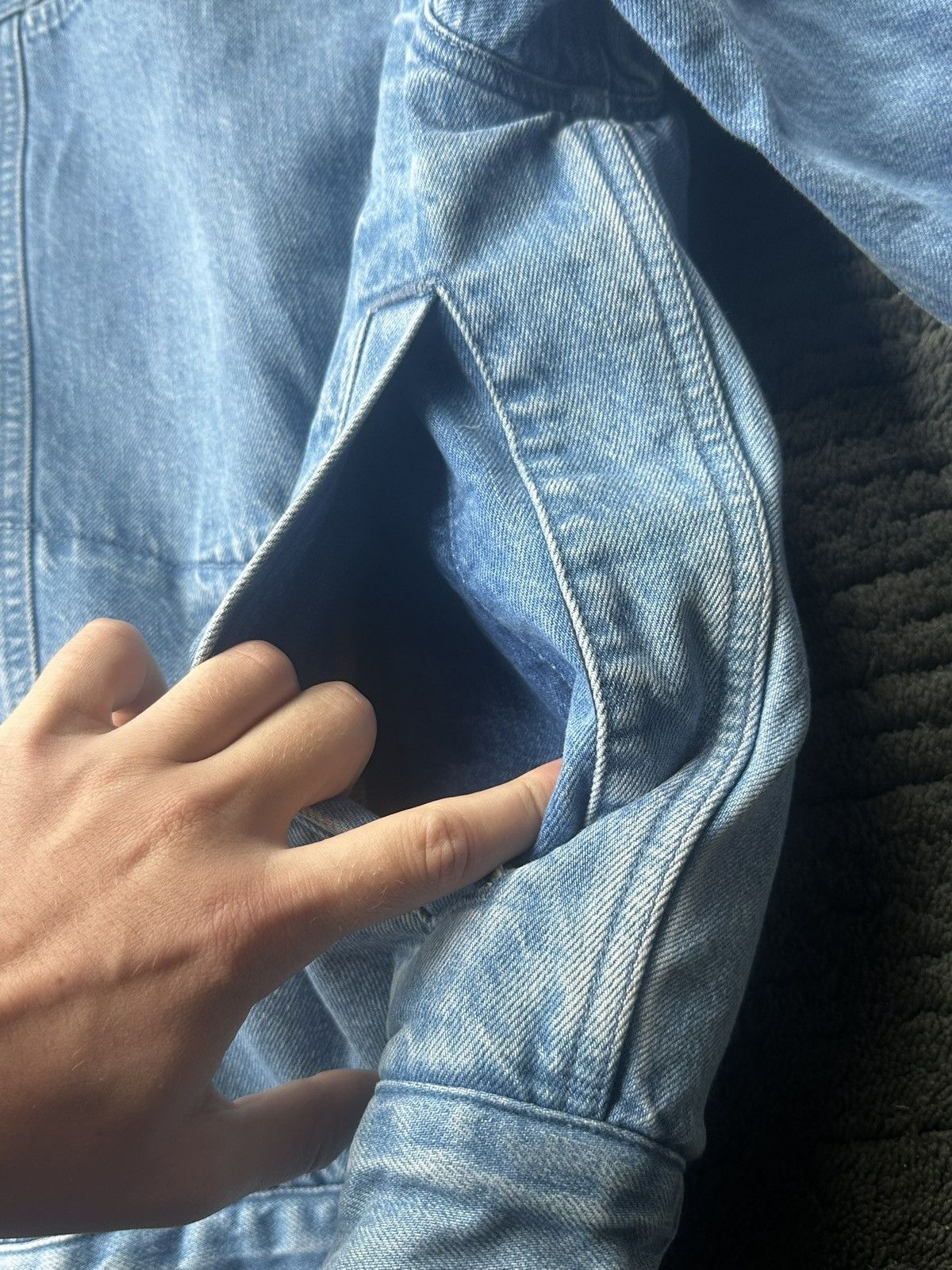 Raf Simons Raf Simons Big Fit Denim Green Faux Fur Lined Jacket Sunfade Size US S / EU 44-46 / 1 - 10 Thumbnail