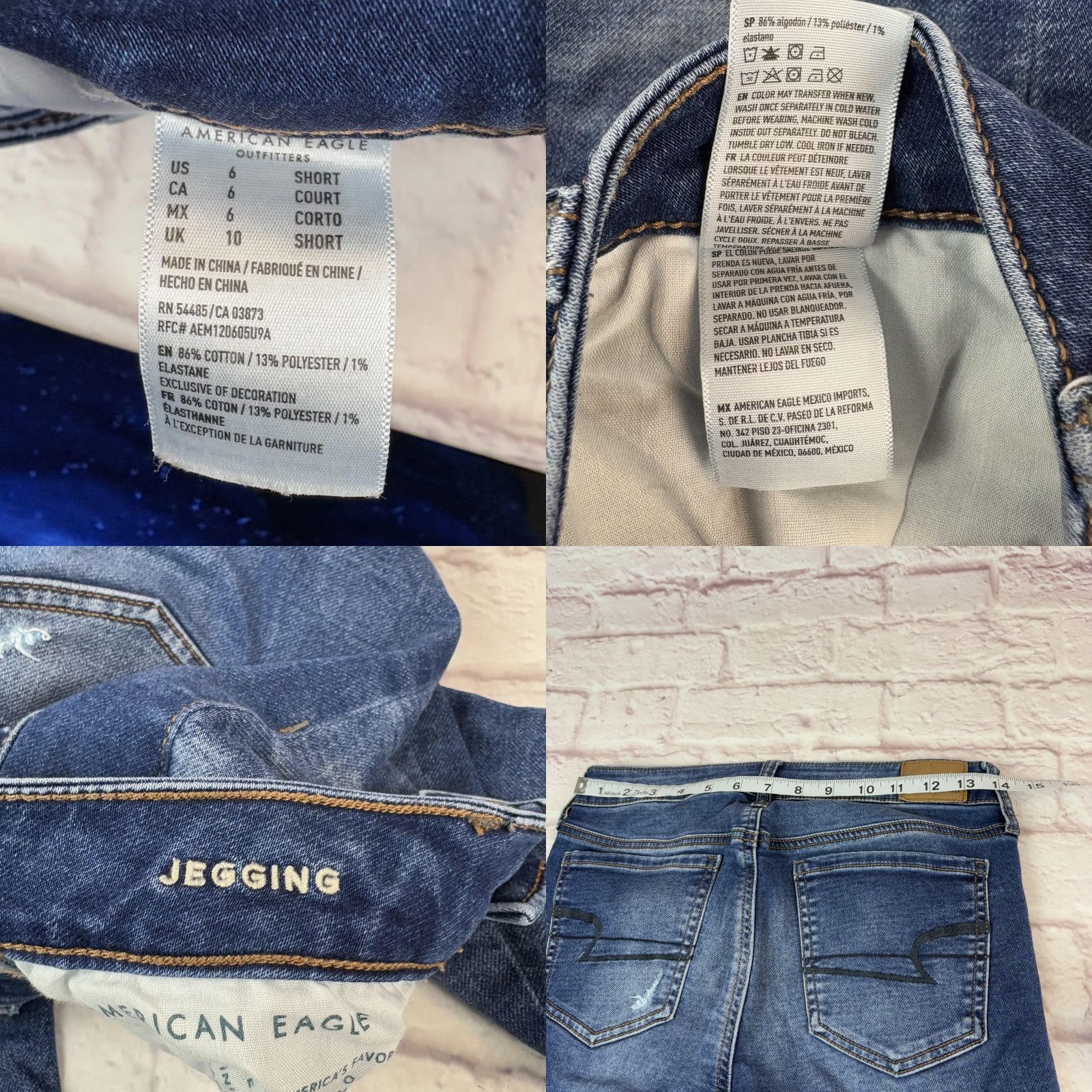 American Eagle Outfitters American Eagle Jeans Womens 6 Short Blue Super Stretch Jegging Distressed Size 28" / US 6 / IT 42 - 8 Thumbnail