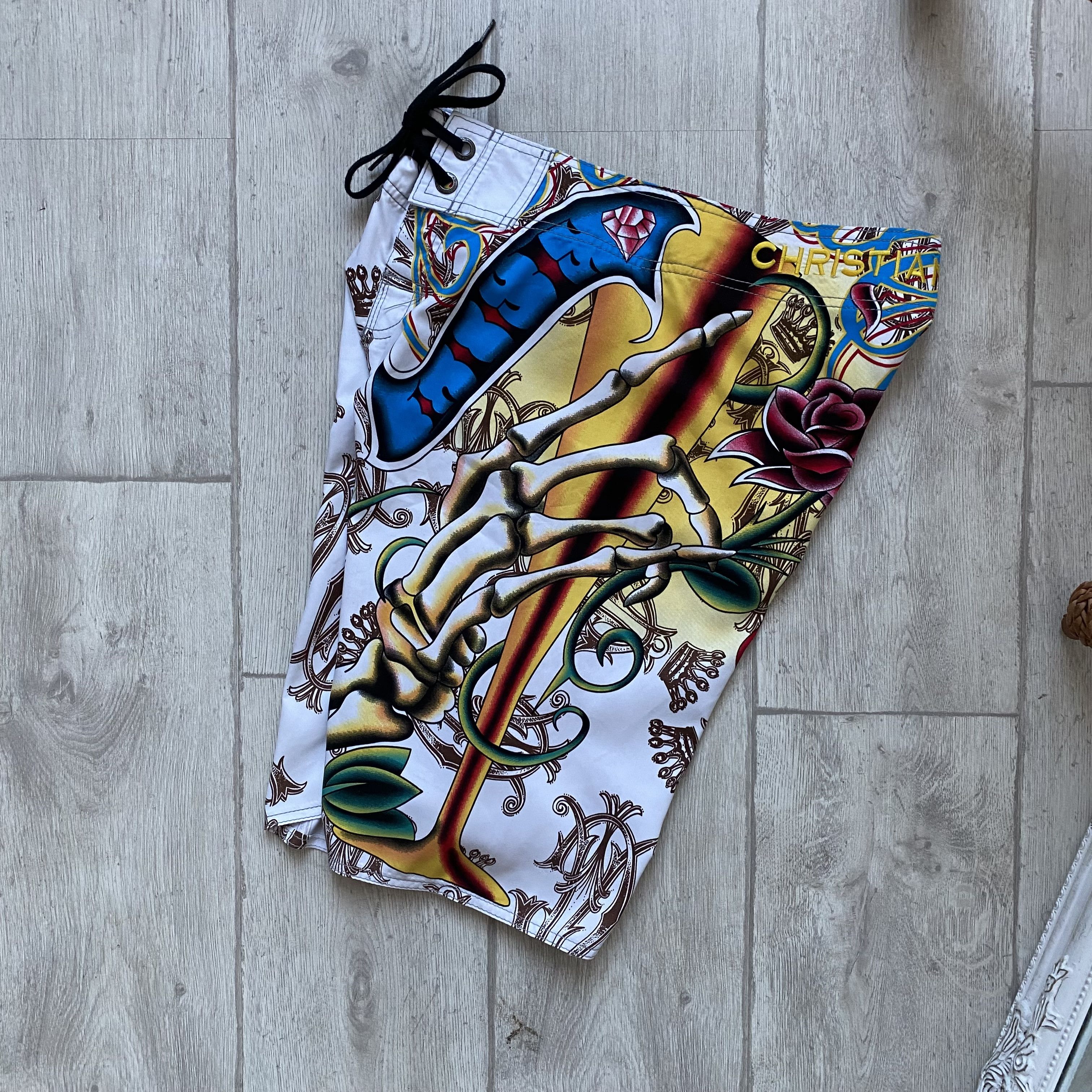 Christian Audigier Vintage Y2K Christian Audigier Ed Hardy Shorts Love Kills Size US 30 / EU 46 - 3 Thumbnail