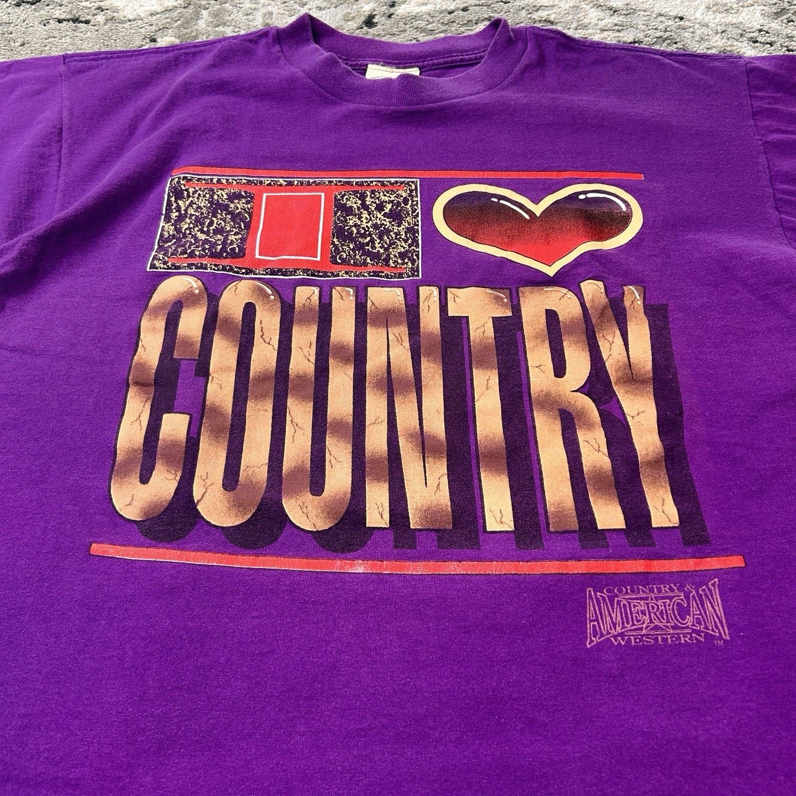 & Other Stories Vintage 90s I Love Country Music Purple Single Stitch XL Size US XL / EU 56 / 4 - 2 Thumbnail