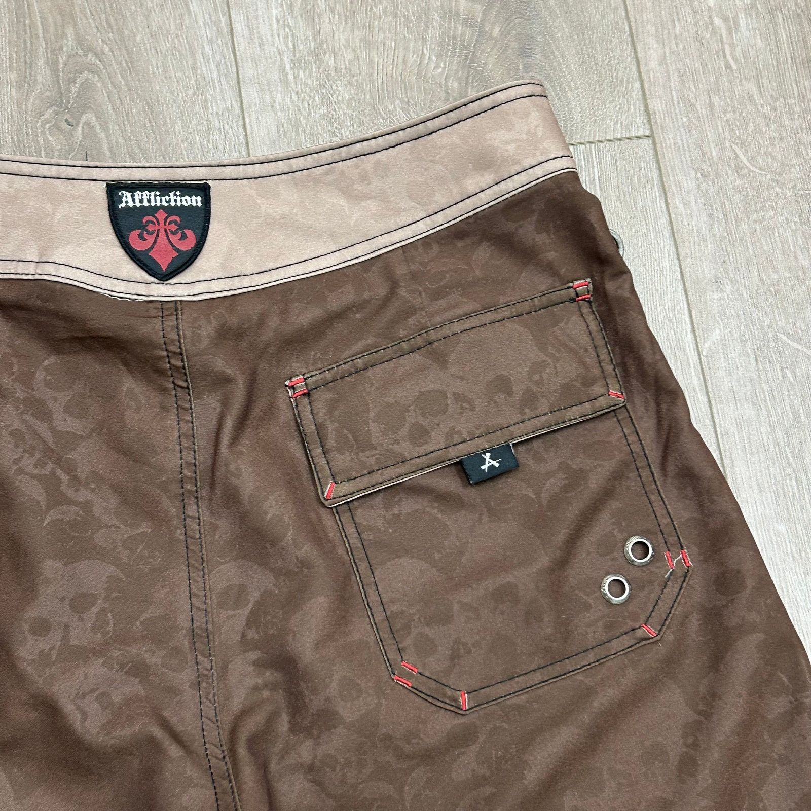 Affliction Affliction Brown Skull Cross Board Shorts Trunks Size 32 Size US 32 / EU 48 - 7 Thumbnail