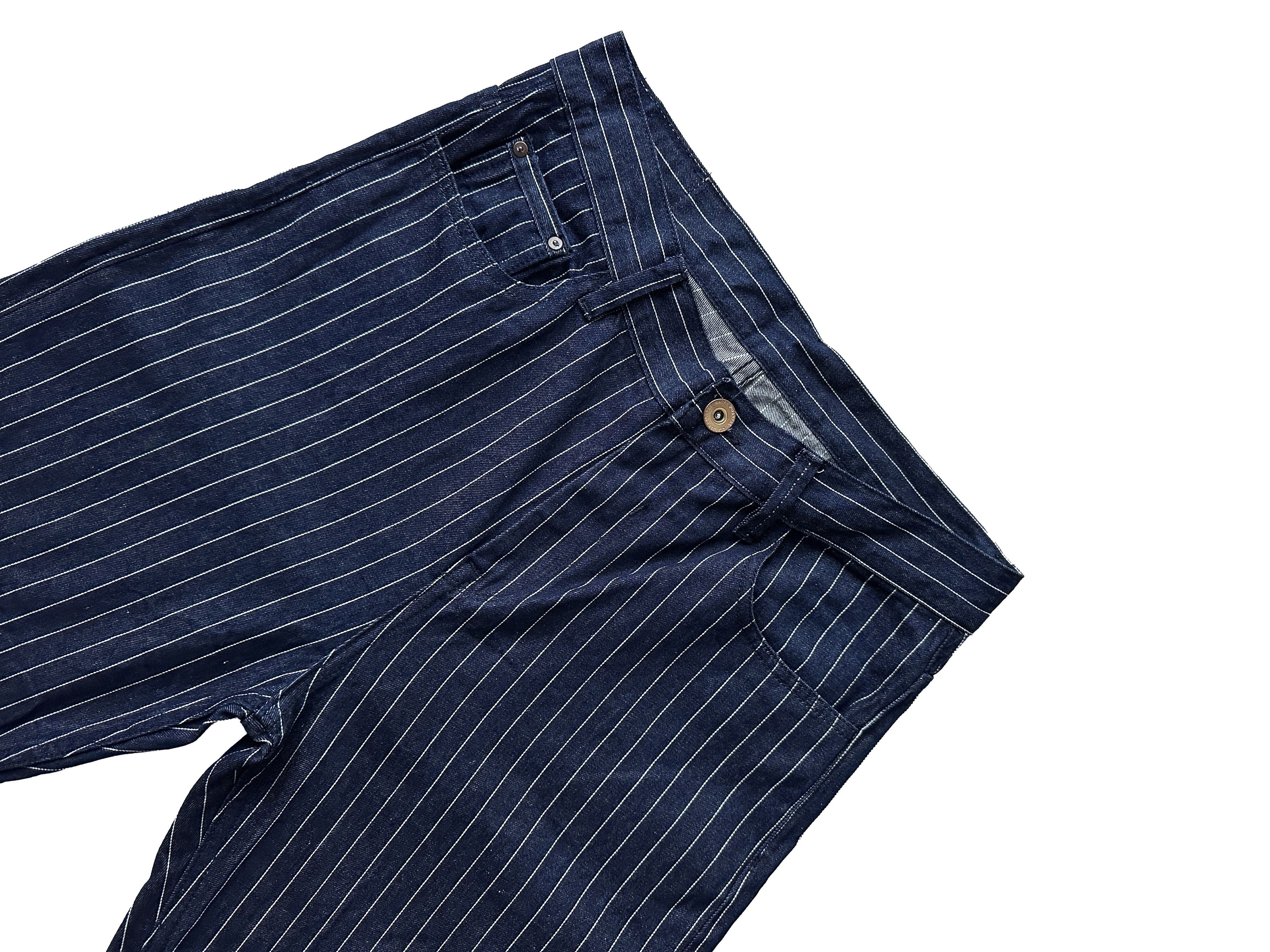 Japanese Brand KaraKu 1920s Wabash Stripe Work Pants by Uncle Fu Size US 32 / EU 48 - 4 Thumbnail