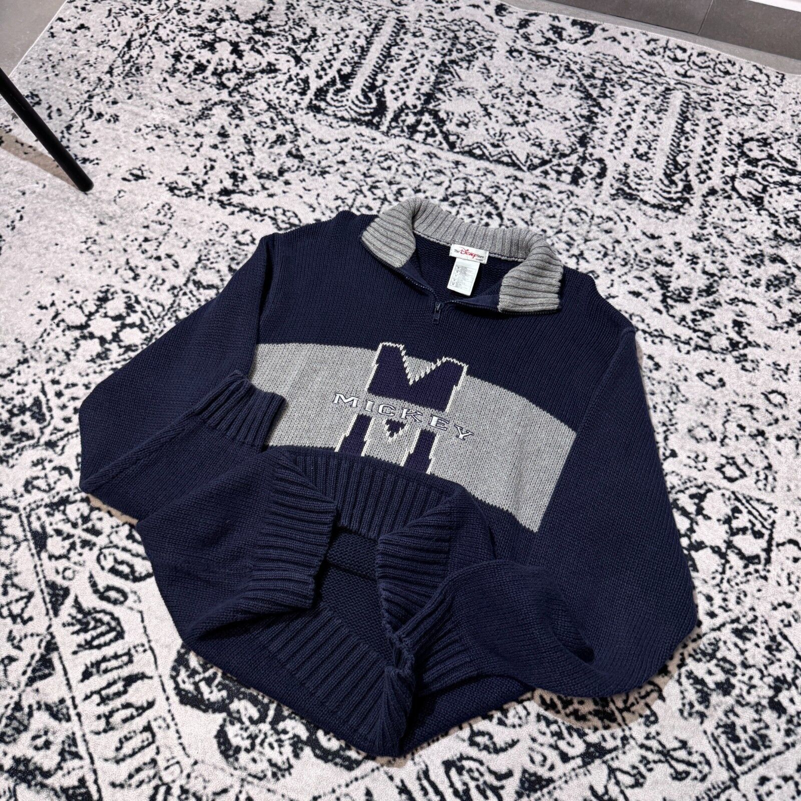 Disney × Vintage Vintage Disney Navy Cotton Halfzip Sweater Size L Y2K 90s Size US L / EU 52-54 / 3 - 8 Thumbnail