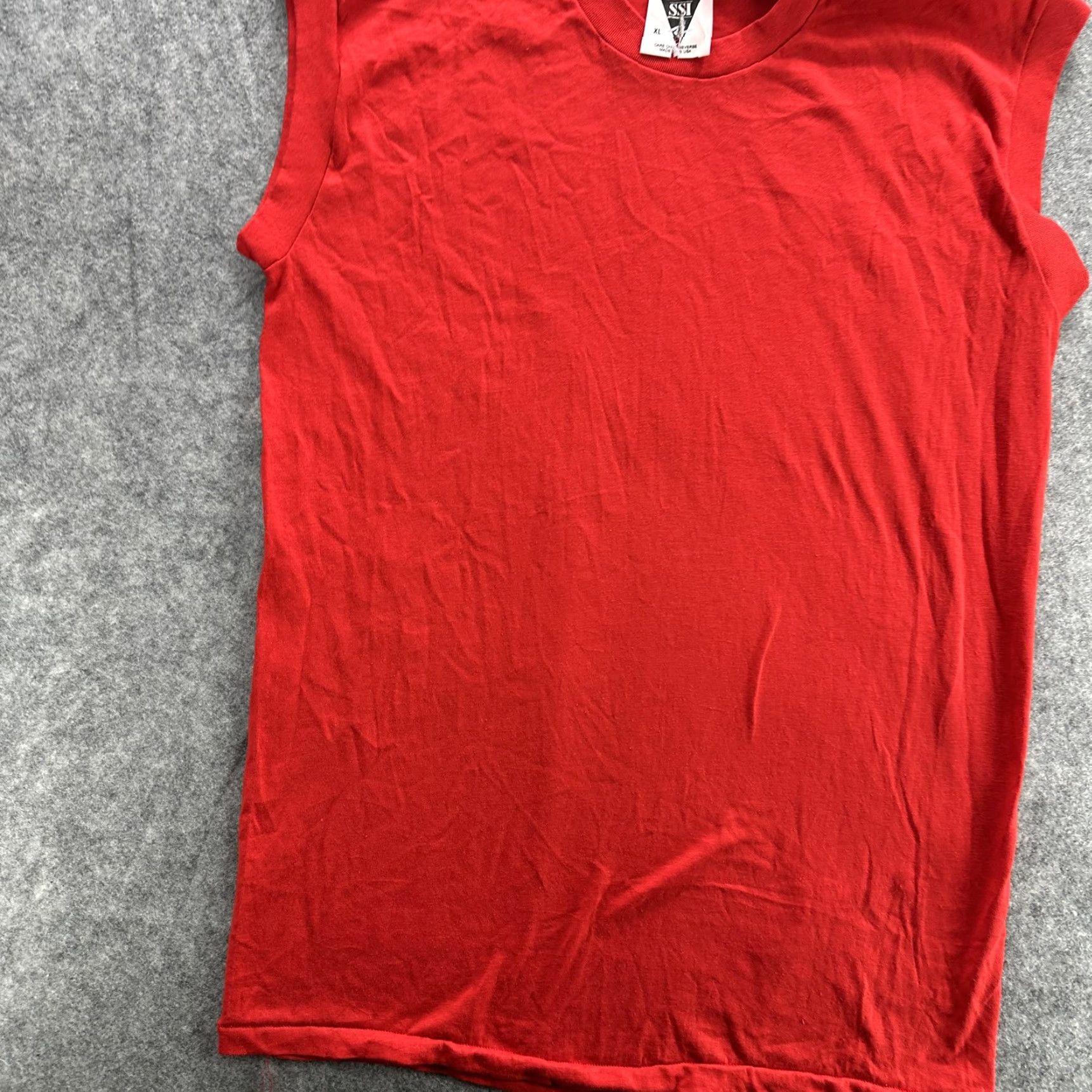 Vintage VINTAGE SSI Shirt Mens XL Red Sleeveless Cutoff Muscle Tee Made in USA Size US XL / EU 56 / 4 - 3 Thumbnail