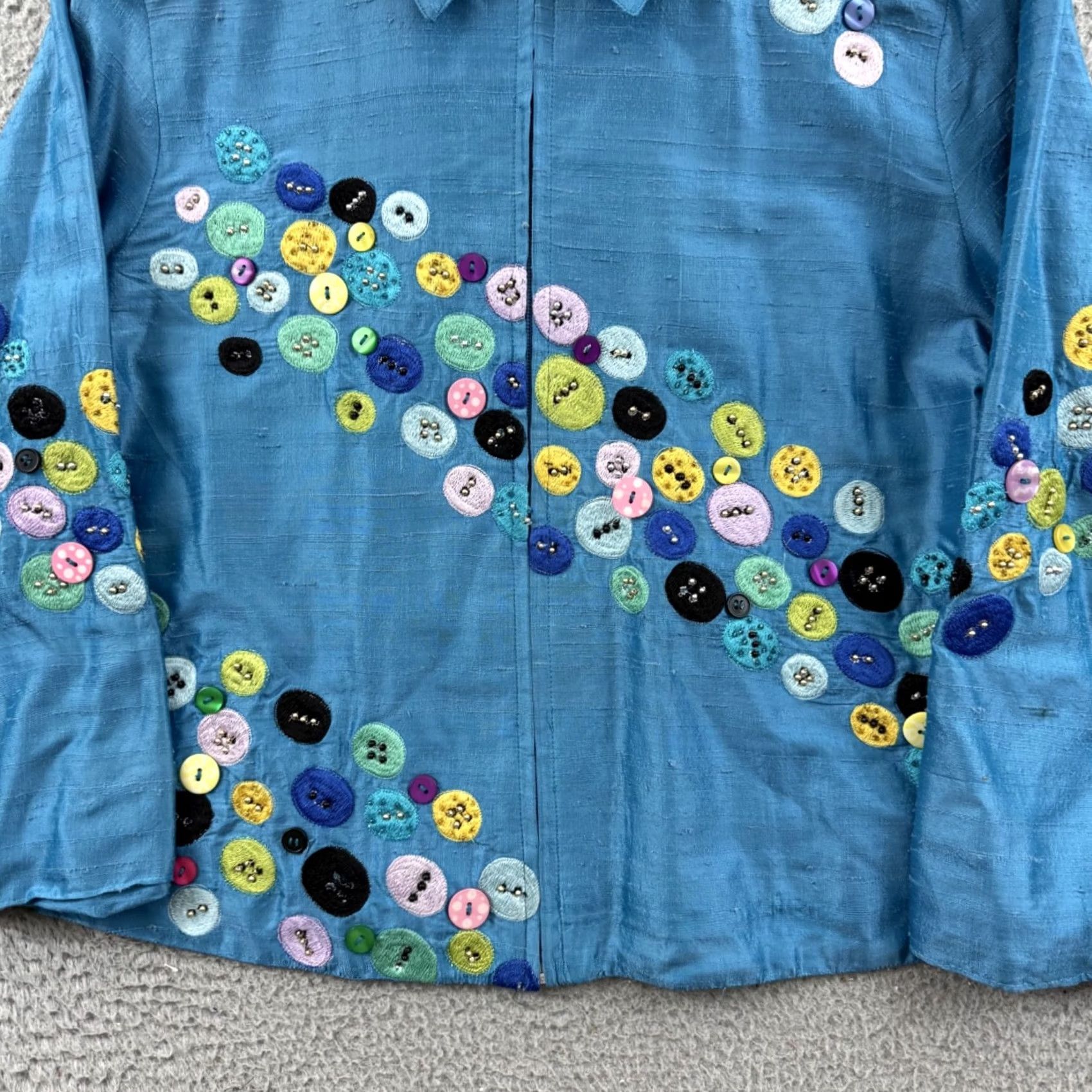 Vintage VINTAGE Anage Jacket Womens L Silk Embroidered 80s Boho Floral Abstract Size L / US 10 / IT 46 - 2 Thumbnail