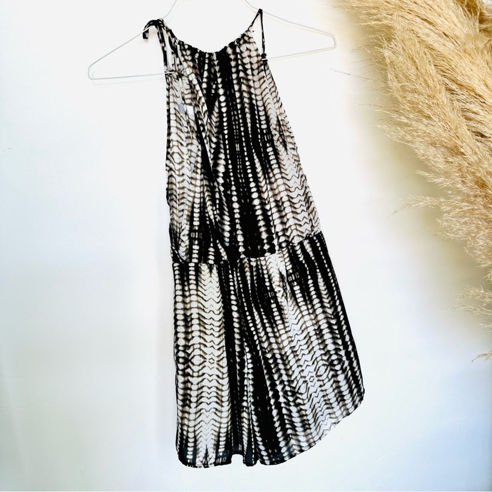 Nordstrom NEW NORDSTROM Black Brown White Print Shorts Tank Top Romper Size 28" / US 6 / IT 42 - 9 Thumbnail