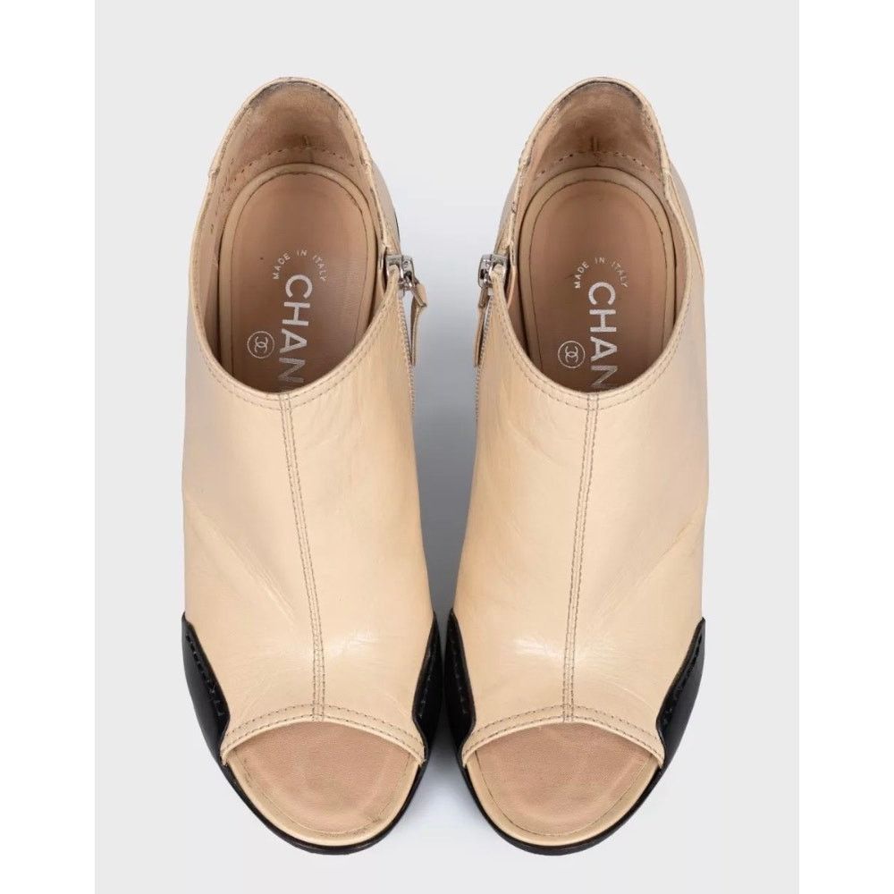 Chanel Chanel Beige Leather Open-Toe Ankle Booties - Size 40.5 Size US 9.5 / IT 39.5 - 2 Thumbnail