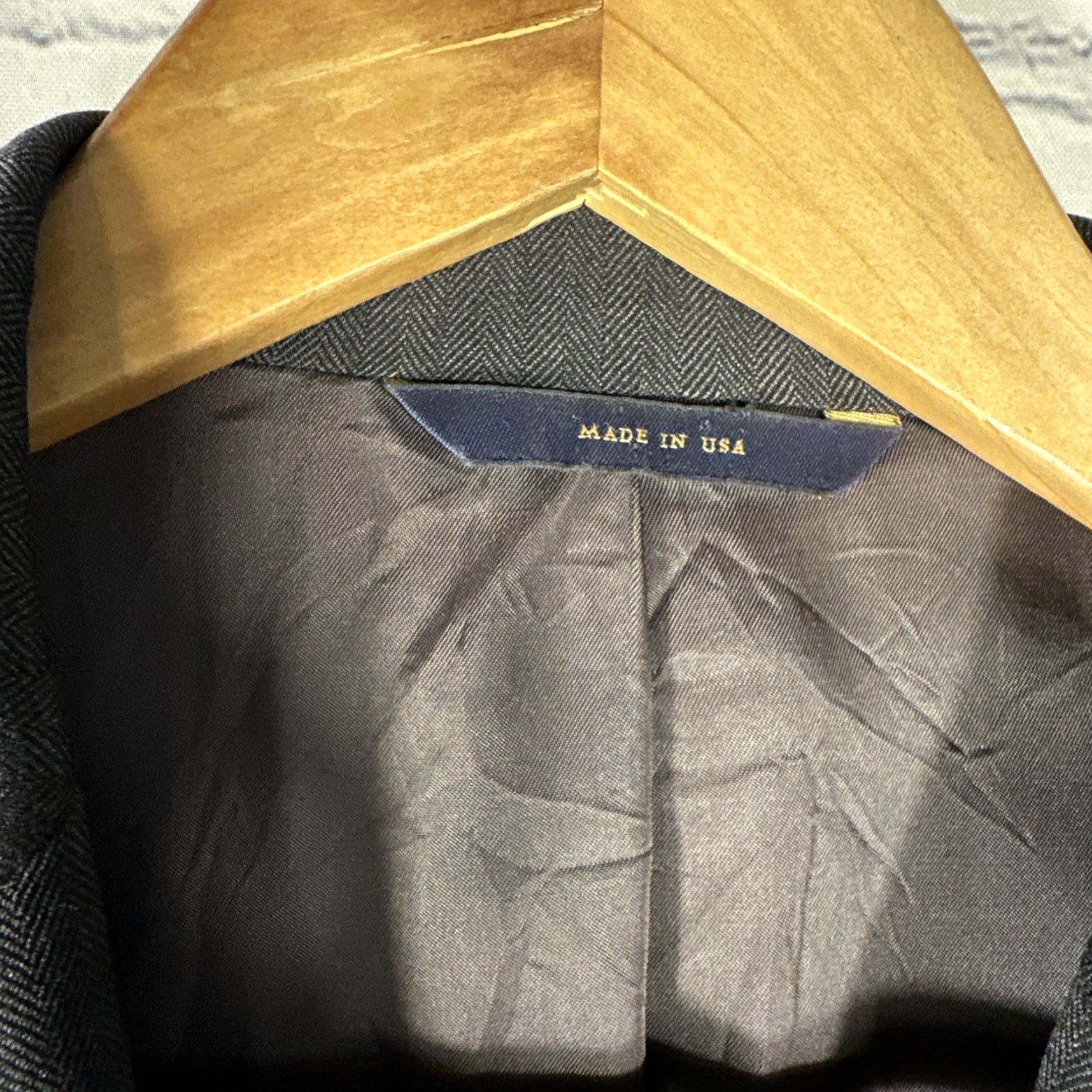 Brooks Brothers VINTAGE Brooks Brothers Blazer Men 43L Wool Herringbone Notch Lapel 2 Button Gray Regular Classic Size 46R - 6 Thumbnail