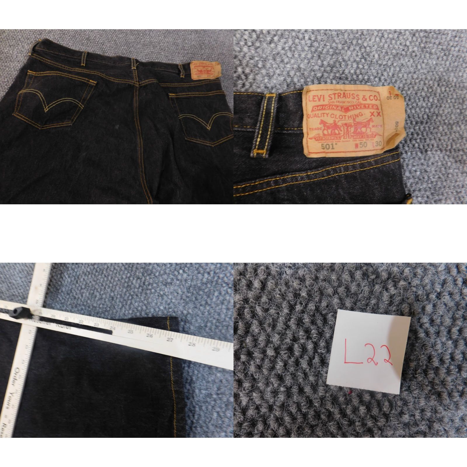 Levi's Levi's 501 Jeans Mens 46x28 Black Straight Button Fly Classic Denim Retro 90s Jeans Mens Regular Size US 30 / EU 46 - 8 Thumbnail