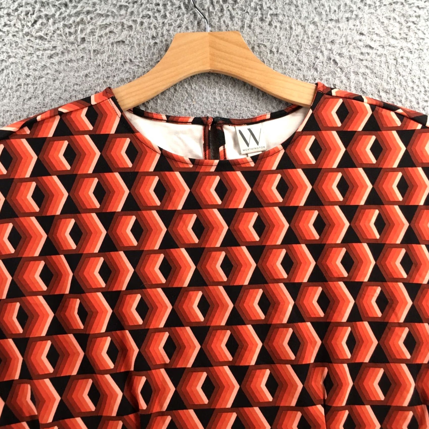 Worthington Worthington Blouse Top Womens XL Multi Geometric Print Short Sleeve Pullover NEW Size XL / US 12-14 / IT 48-50 - 2 Thumbnail