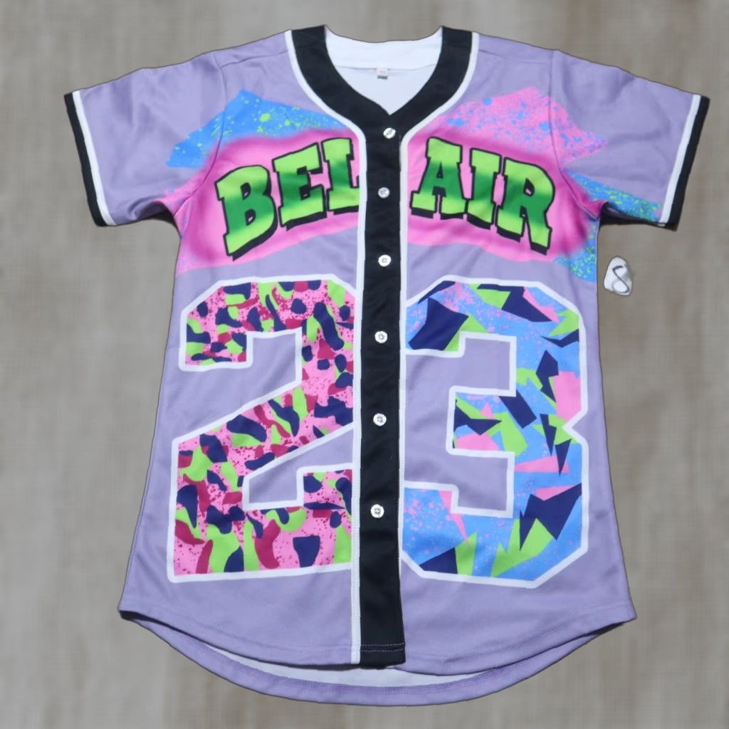 Prince Fresh Prince Of Bel-Air Shirt Women's M Medium Baseball Jersey Print Button Down Multicolor 90s Mens Womens Girls Boys Size M / US 6-8 / IT 42-44 - 1 Thumbnail