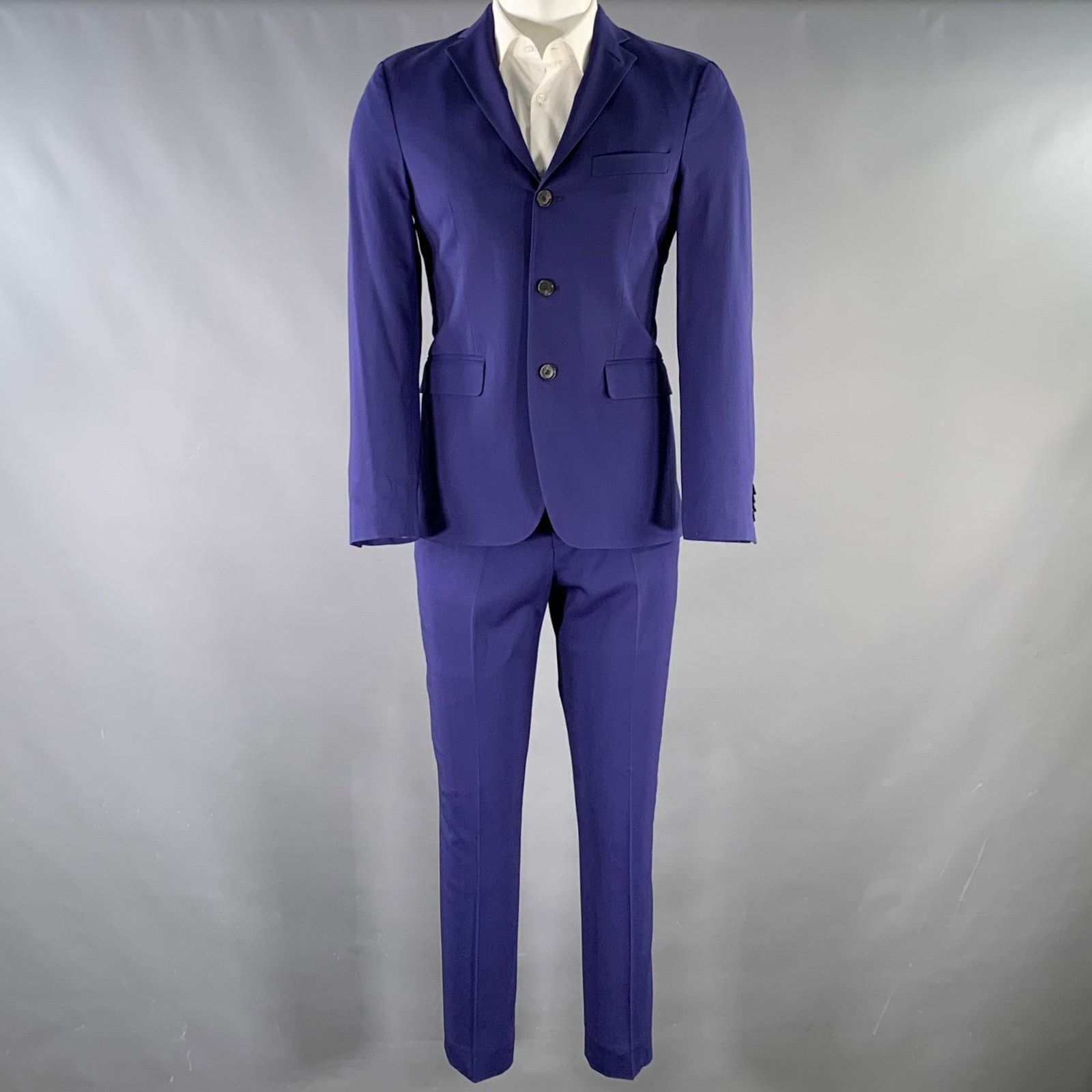 ACNE STUDIOS Size 36 Blue Wool Blend Notch Lapel Suit