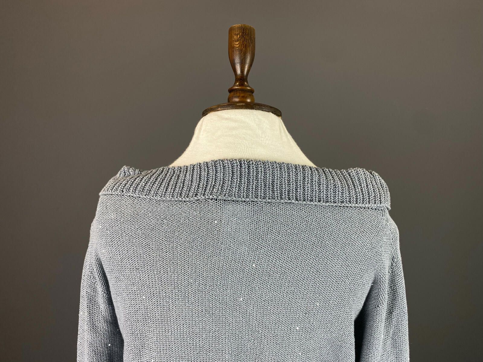 Designer Ladies Fabiana Filippi Blue Linen Knited Sweater Size 46/L Size M / US 6-8 / IT 42-44 - 6 Thumbnail